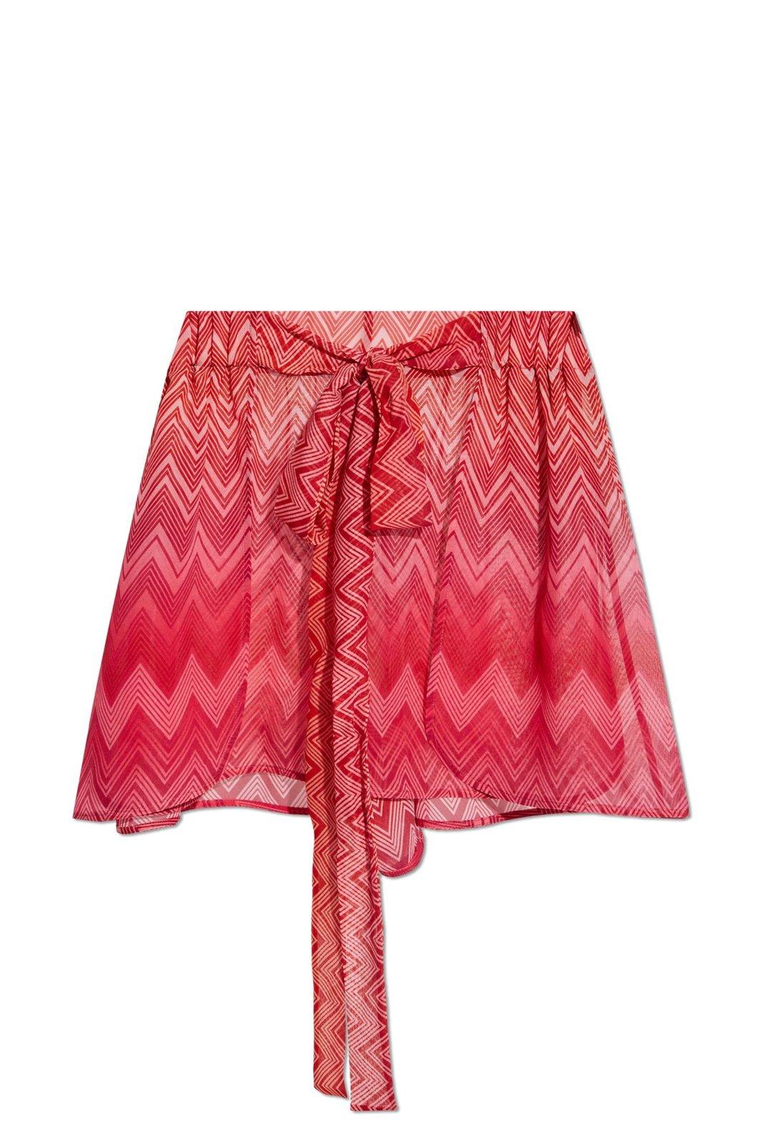 Printed Belted Satin Cover-up Shorts