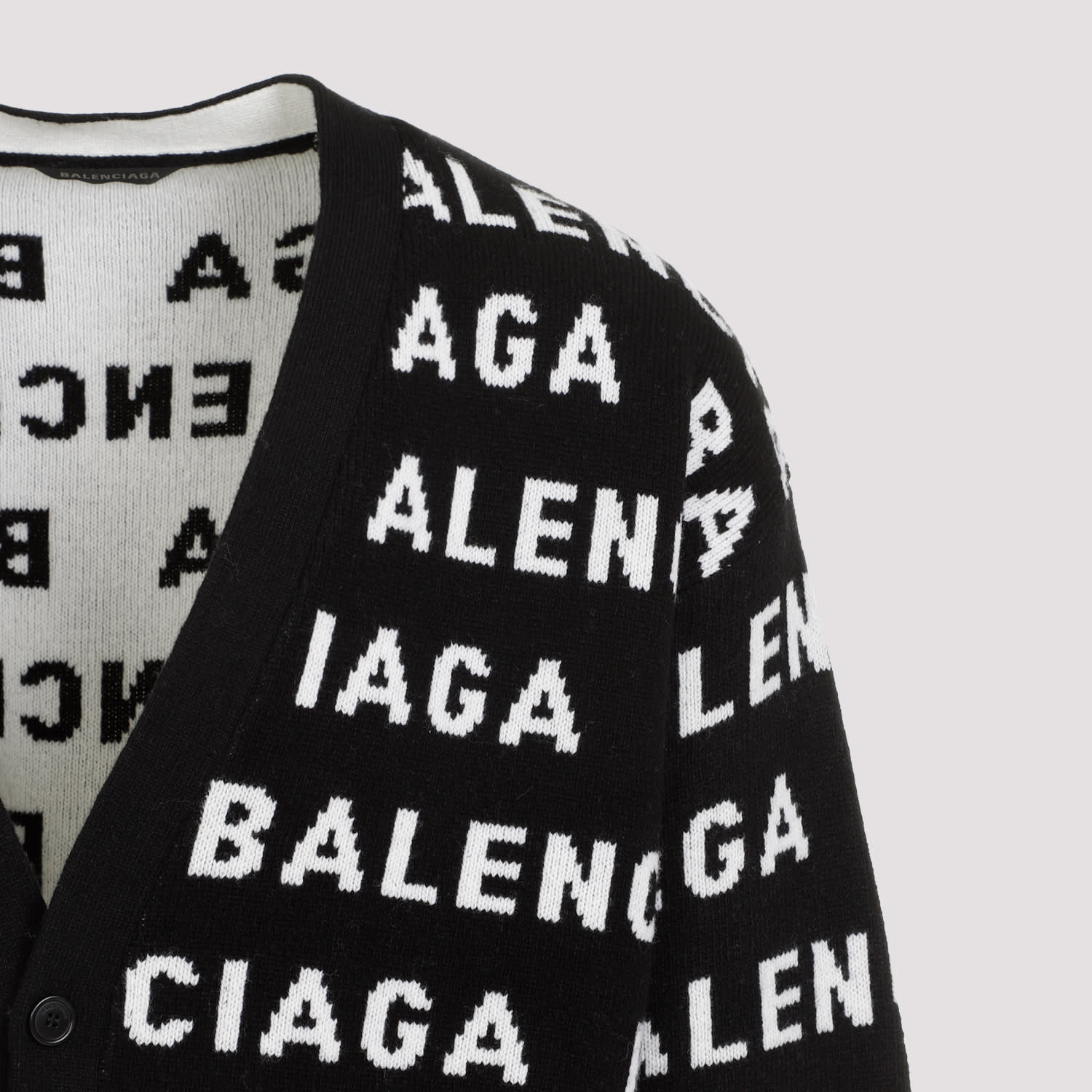 Shop Balenciaga Cardigan In Black White