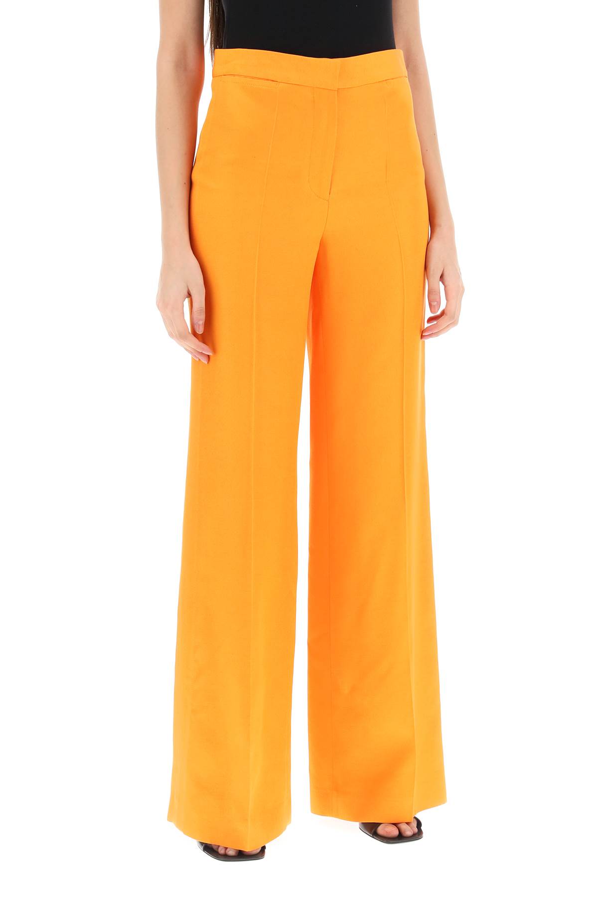 Stella Mccartney Womens Bright Orange Structured-waistband Flared-leg High-rise Woven Trousers In Orange