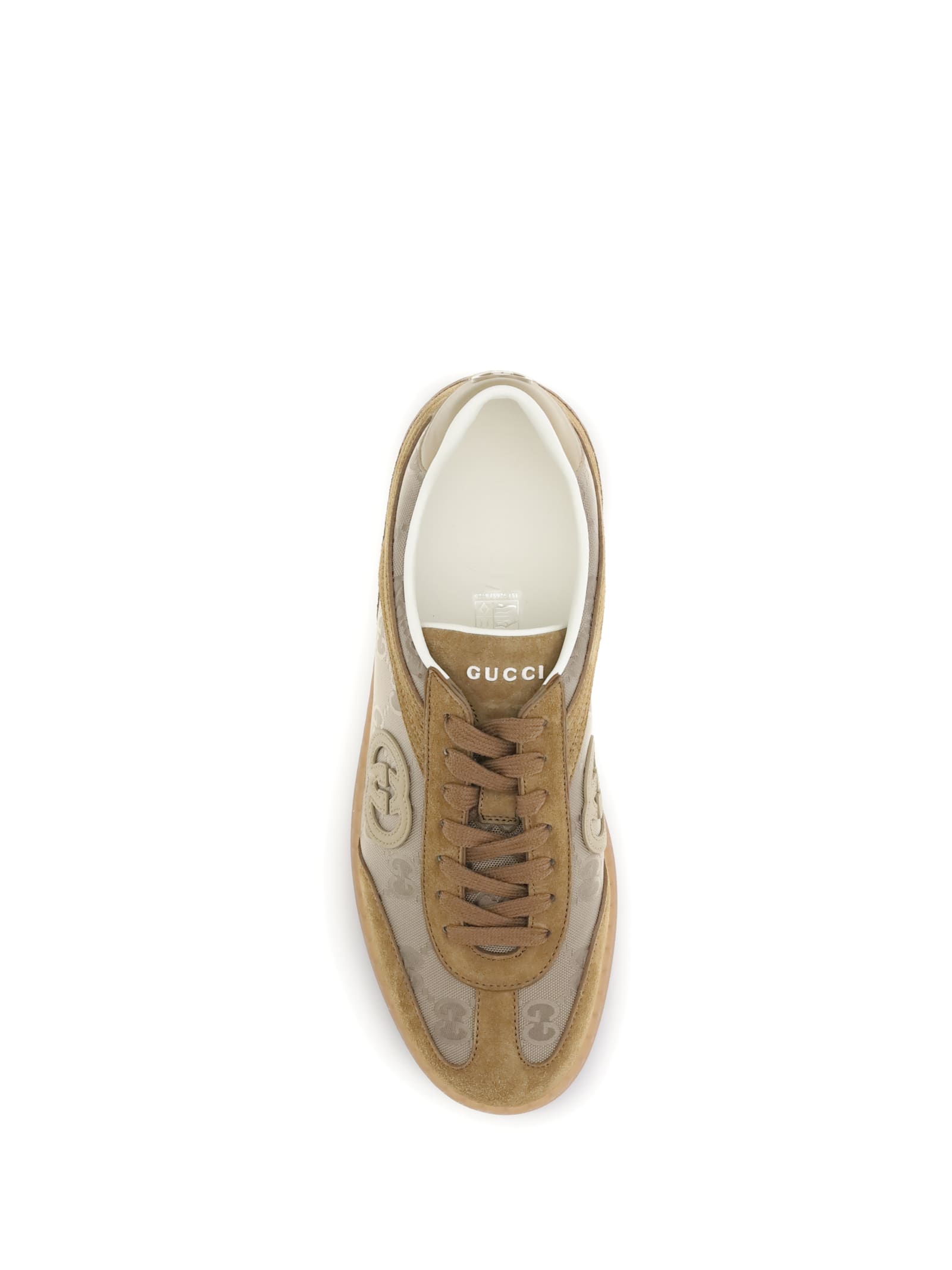 Gucci G74 Logo-patch Suede Sneakers In Neutral