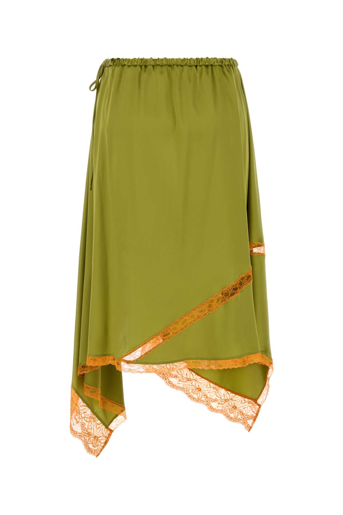 Shop Dries Van Noten Green Stretch Satin Shake Skirt In Olive