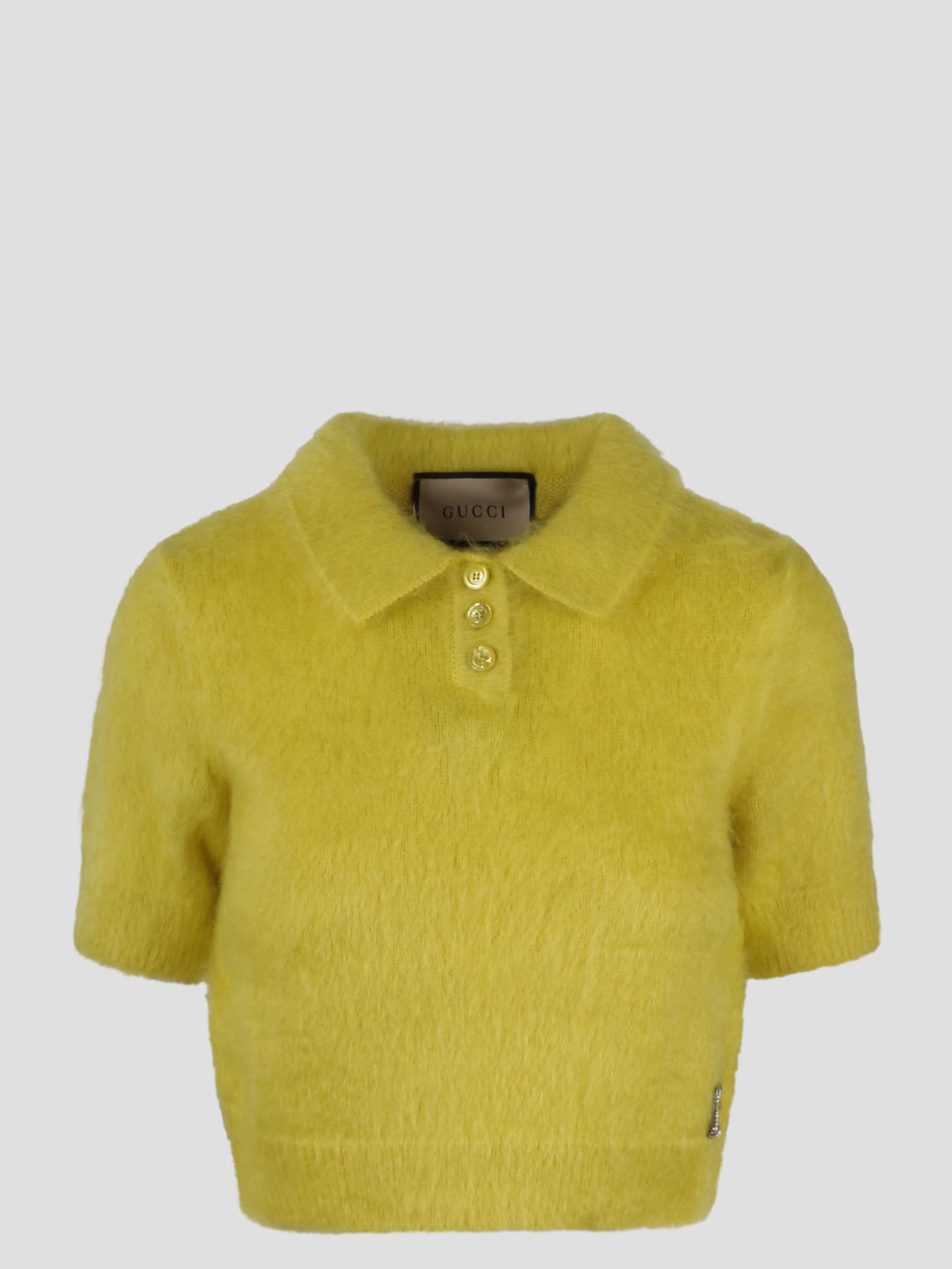 GUCCI SILK, CASHMERE AND MOHAIR POLO SWEATER