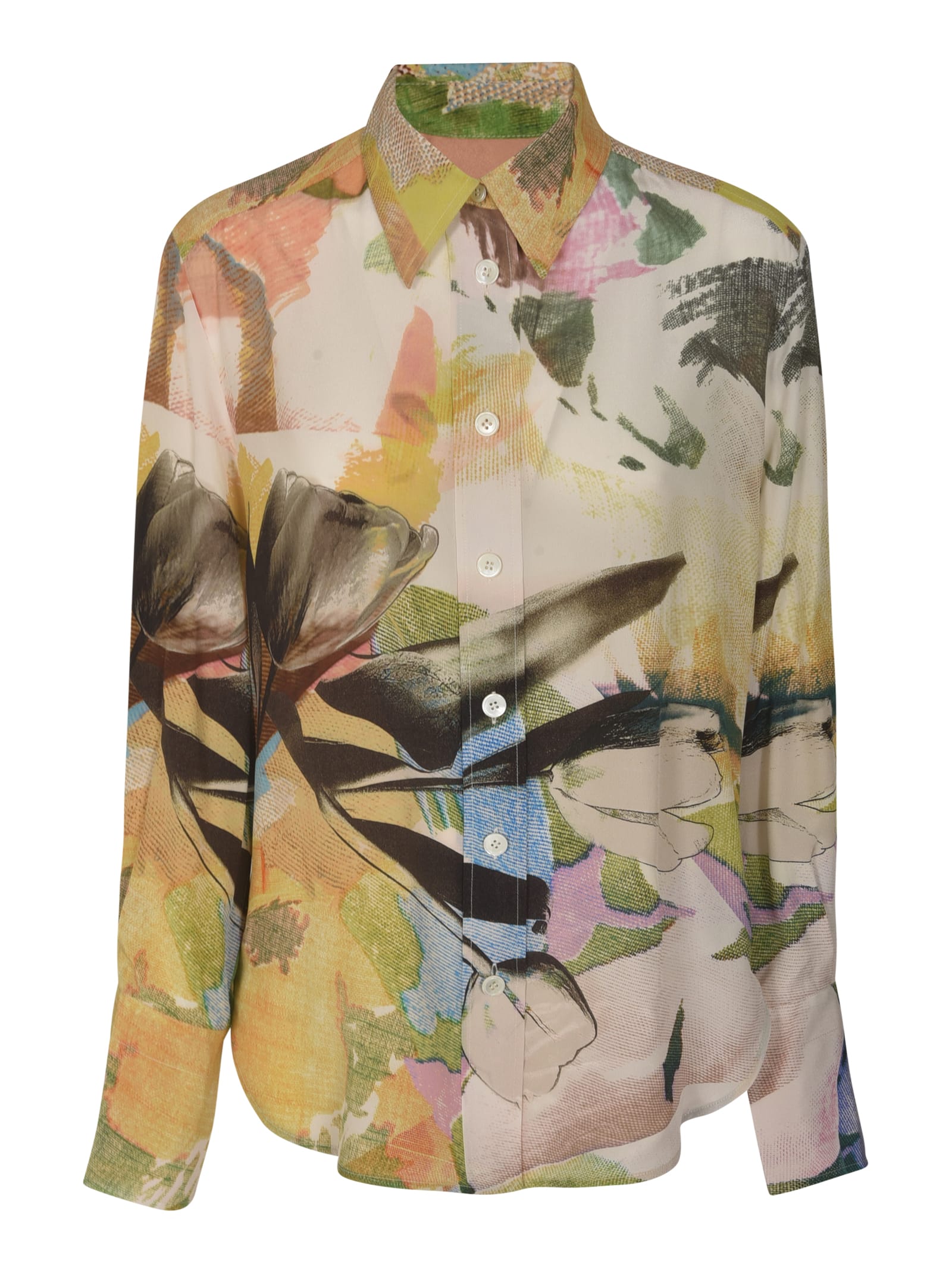 Paul Smith Round Hem All-over Printed Shirt In Multicolor