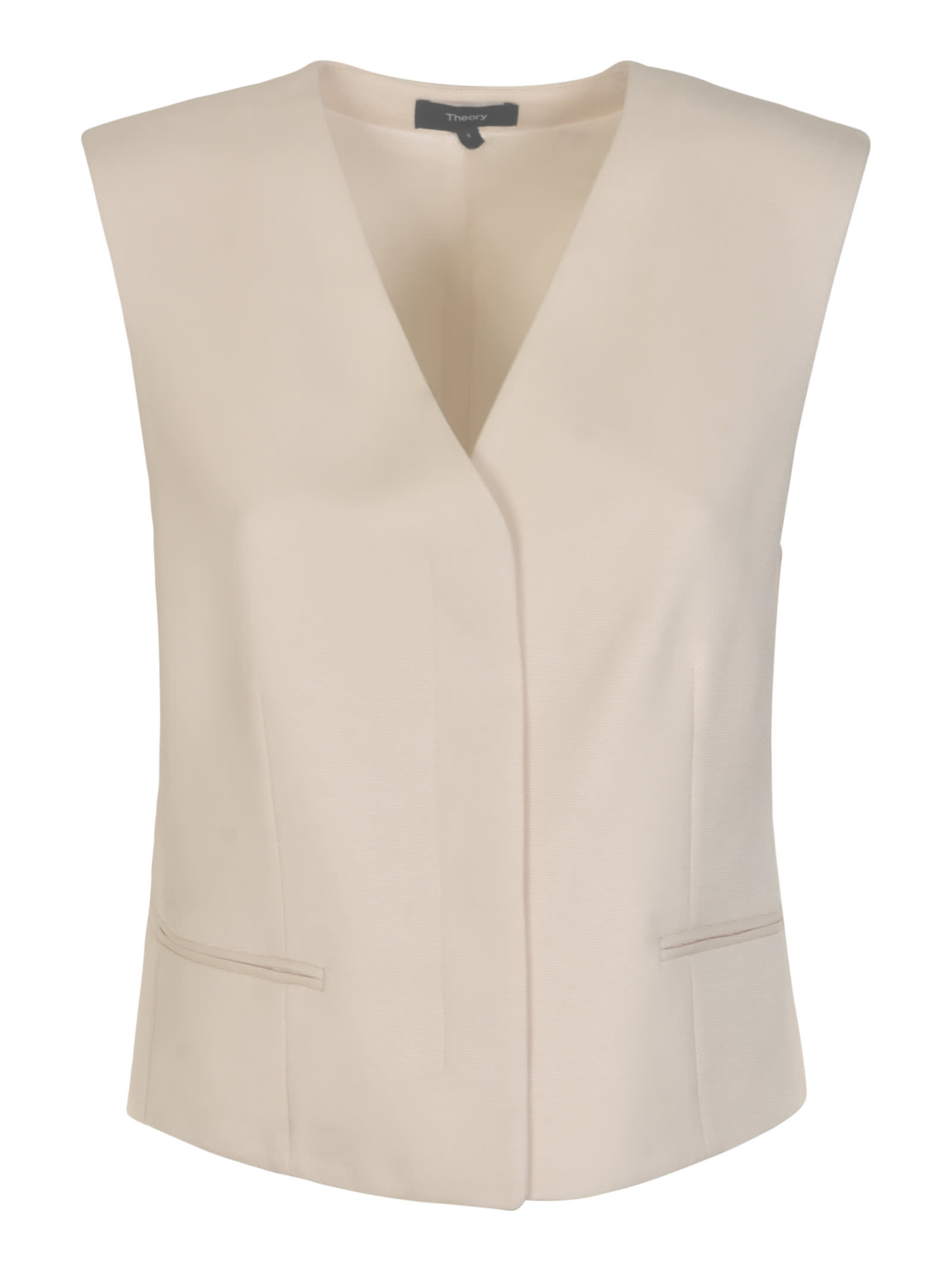 Theory Oxford Crepe Gilet In Rice