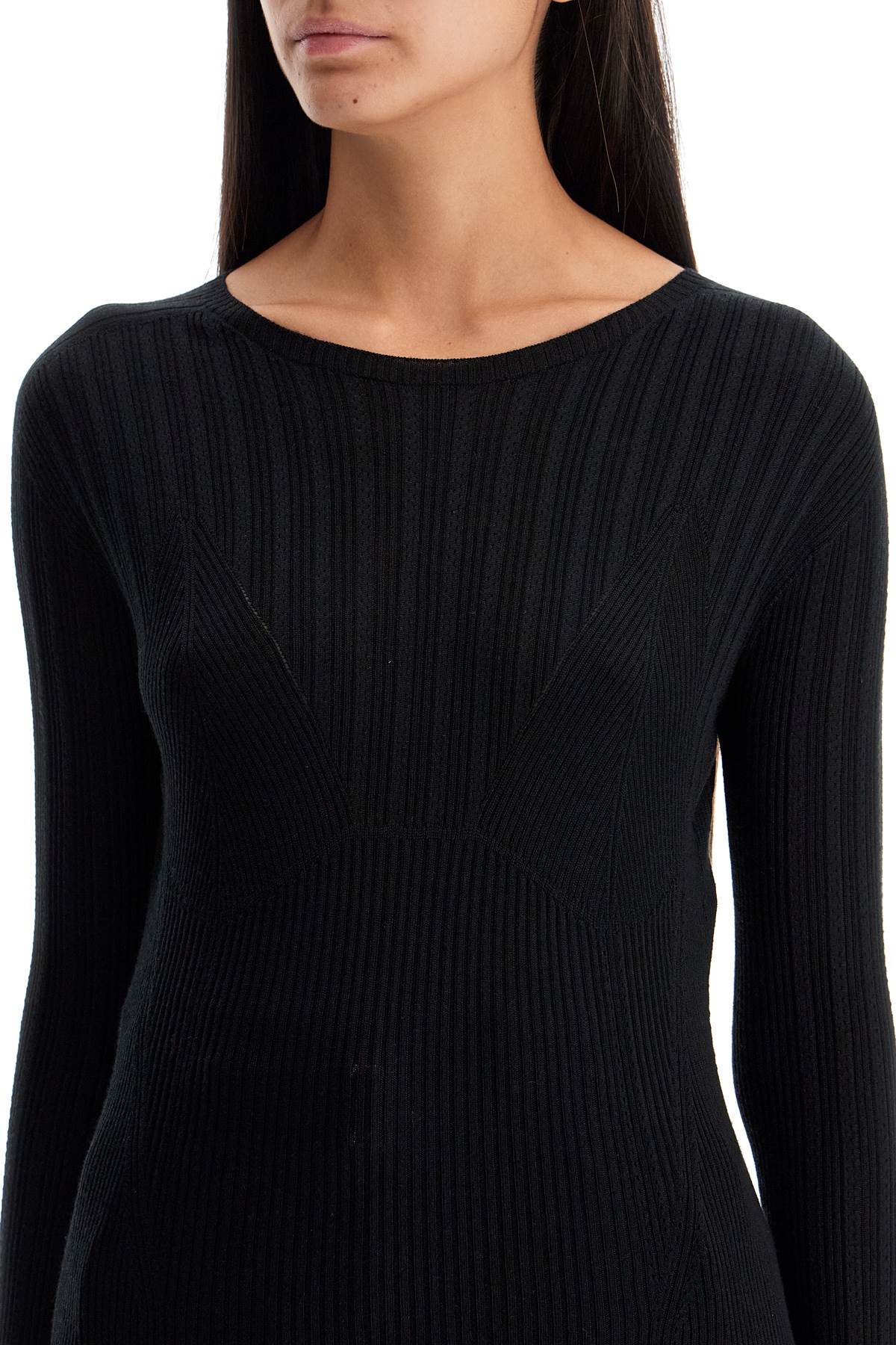 Shop Lanvin Ribbed Crewneck Sweater In Noir (black)