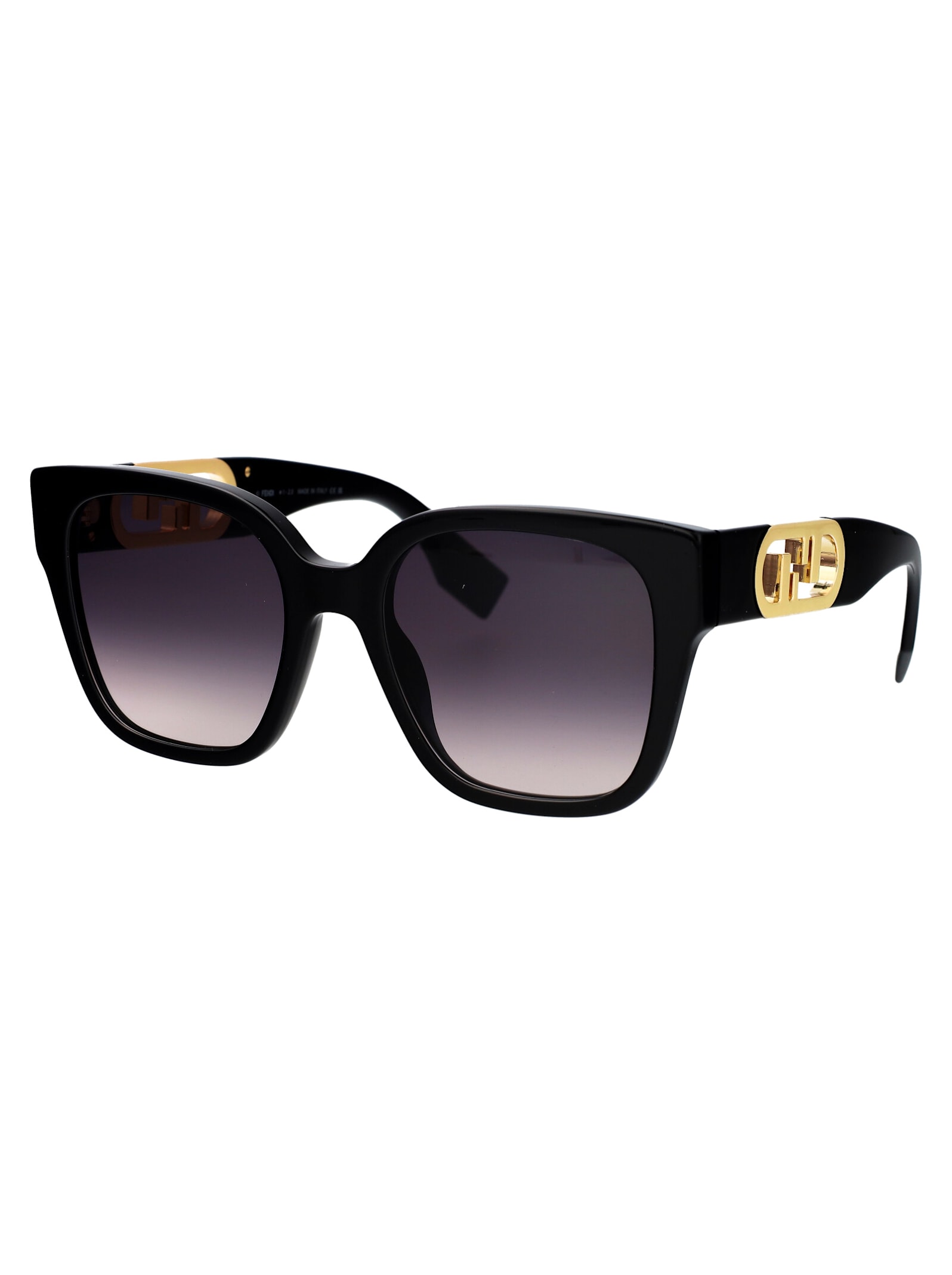 Shop Fendi Olock Sunglasses In 01b Shiny Black / Gradient Smoke