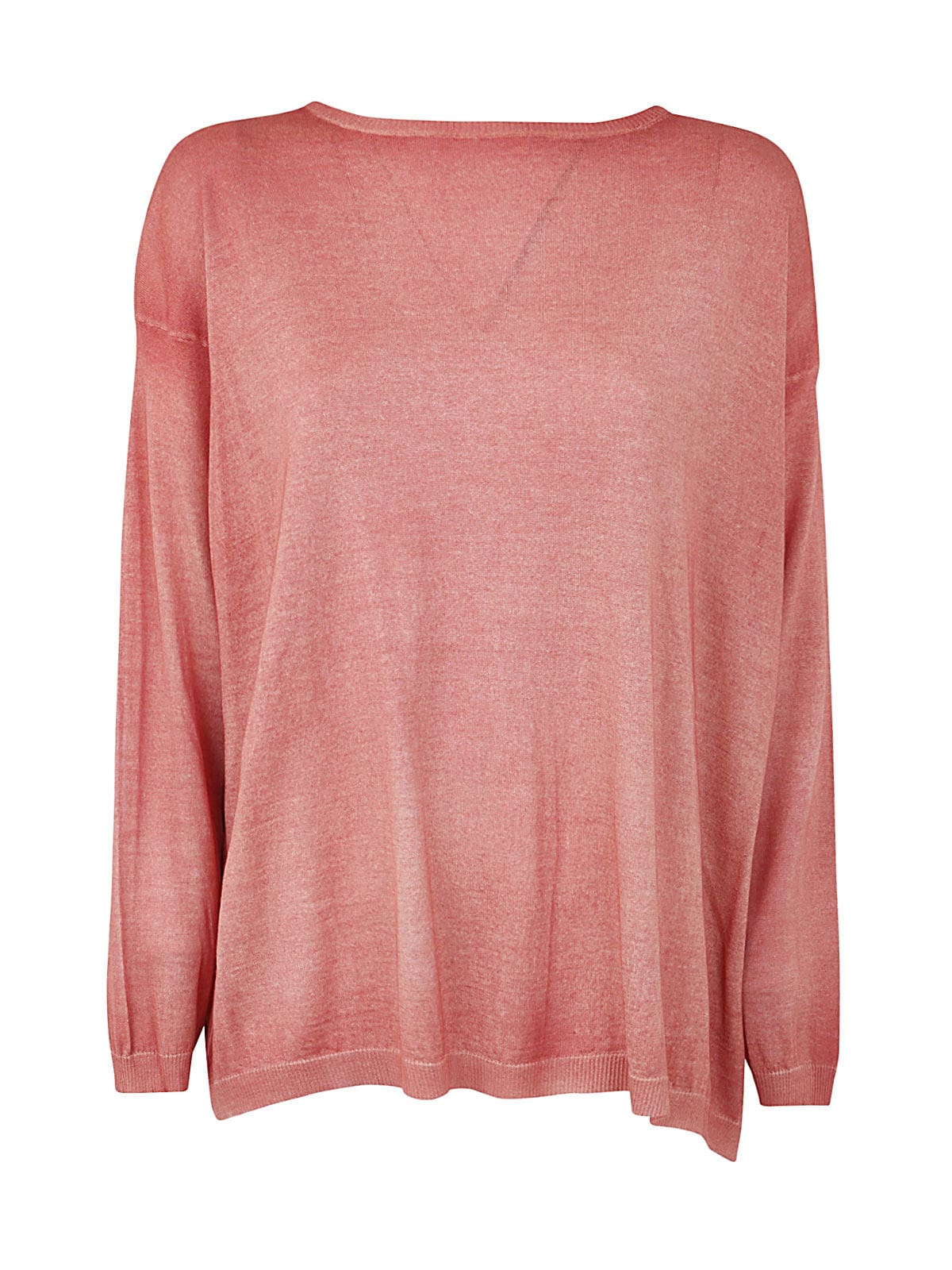 Avant Toi Cashmere Silk Round Neck Pullover With Front Peonies Silk