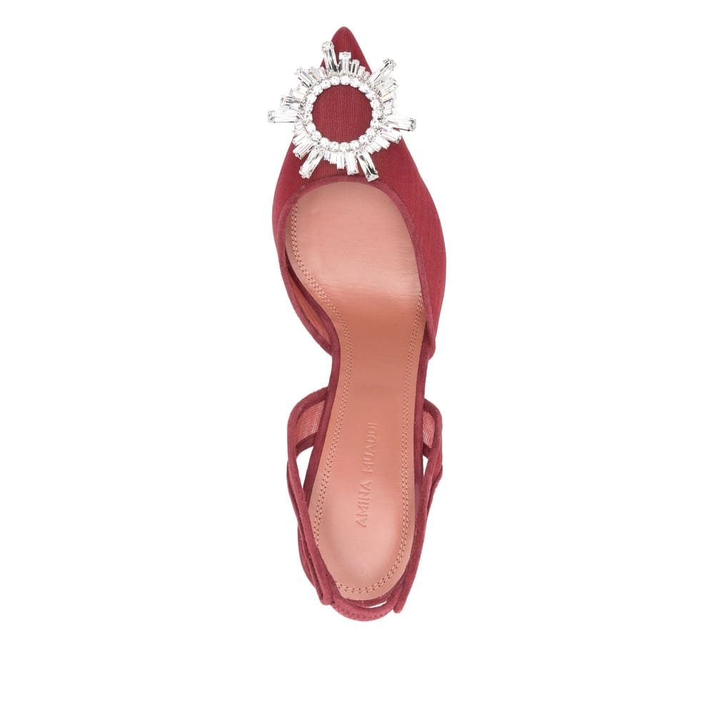 Amina Muaddi Mesh Begum Slingback Pumps 95 In Red