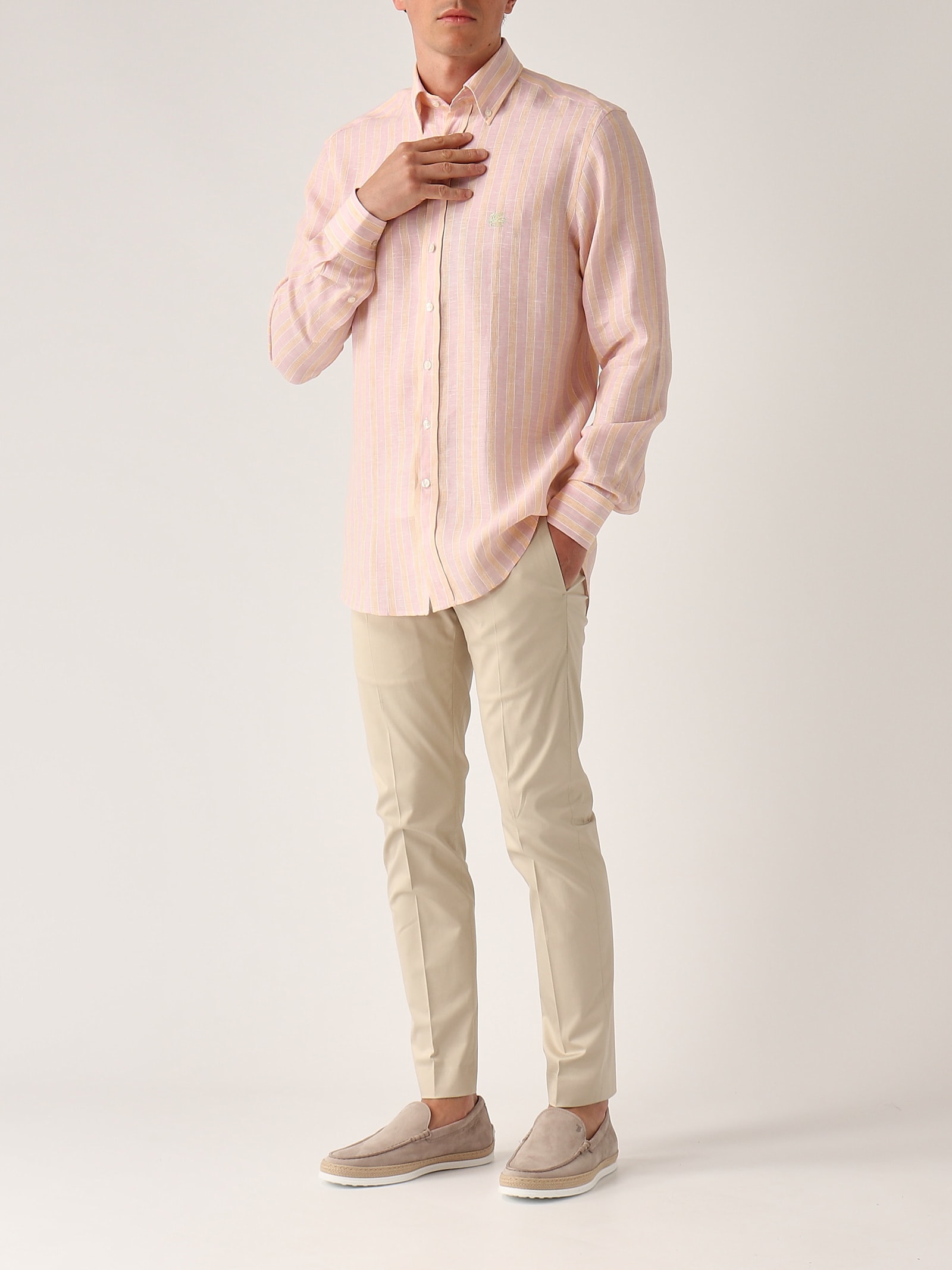 Etro Camicia Bd M/l Shirt In Arancio-rosa