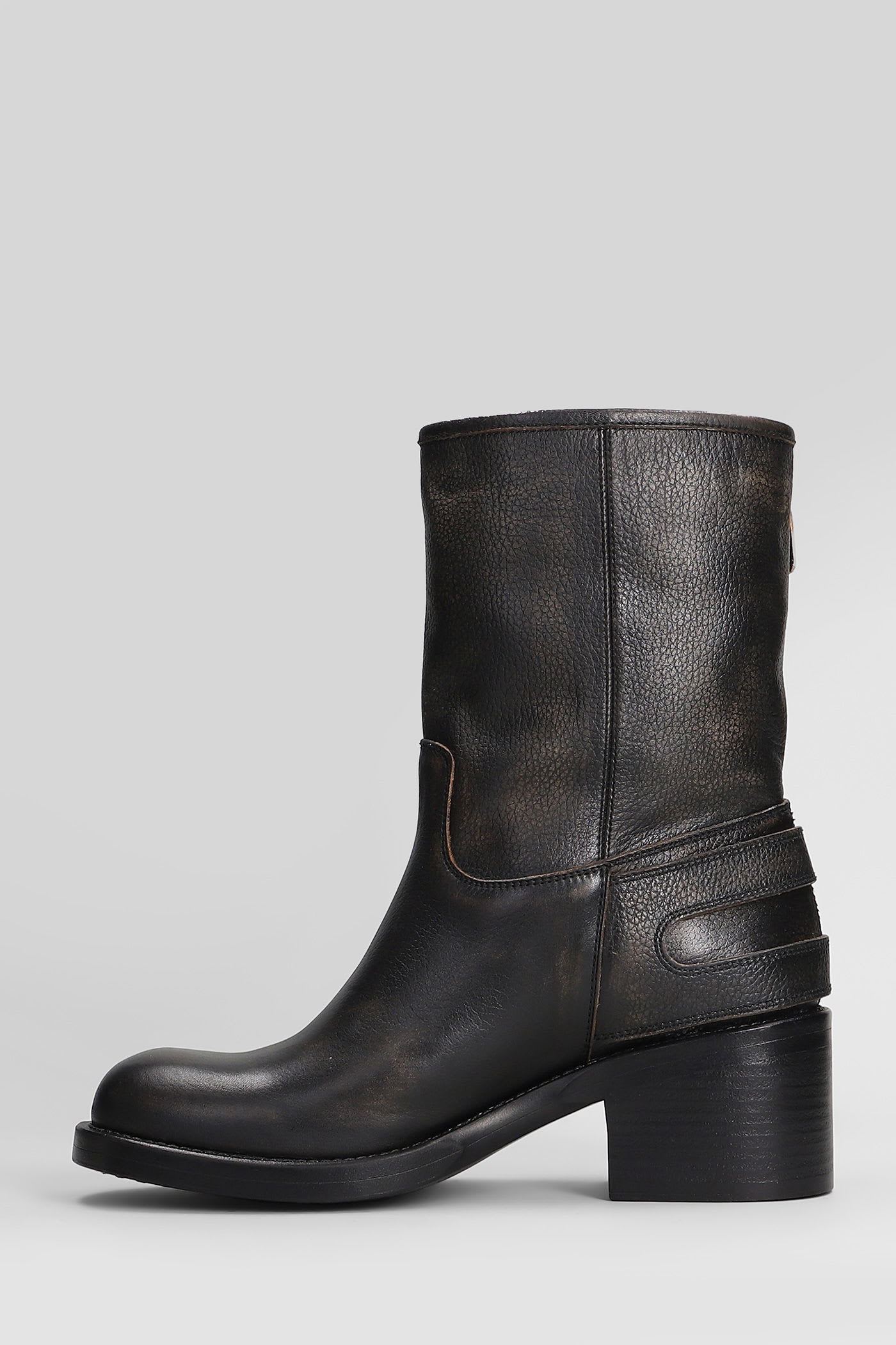 Chloé Dakota Low Heels Boots In Black Leather In Black