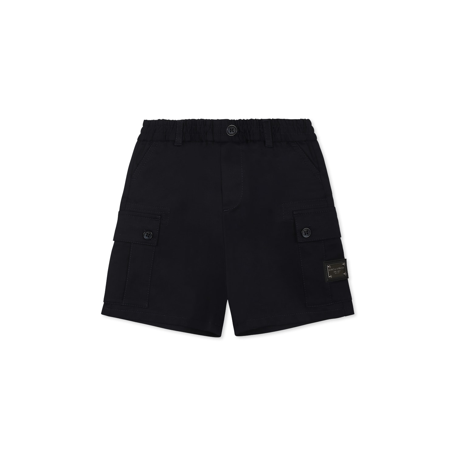 Dolce & Gabbana Blue Shorts For Baby Boy With Logo In Blue