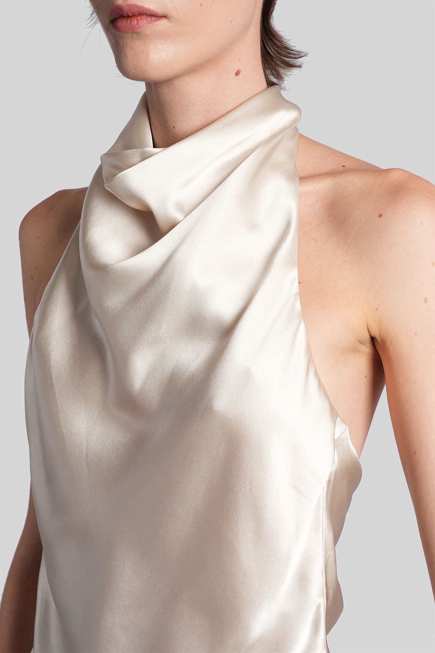 Balmain Topwear In Beige Silk In White