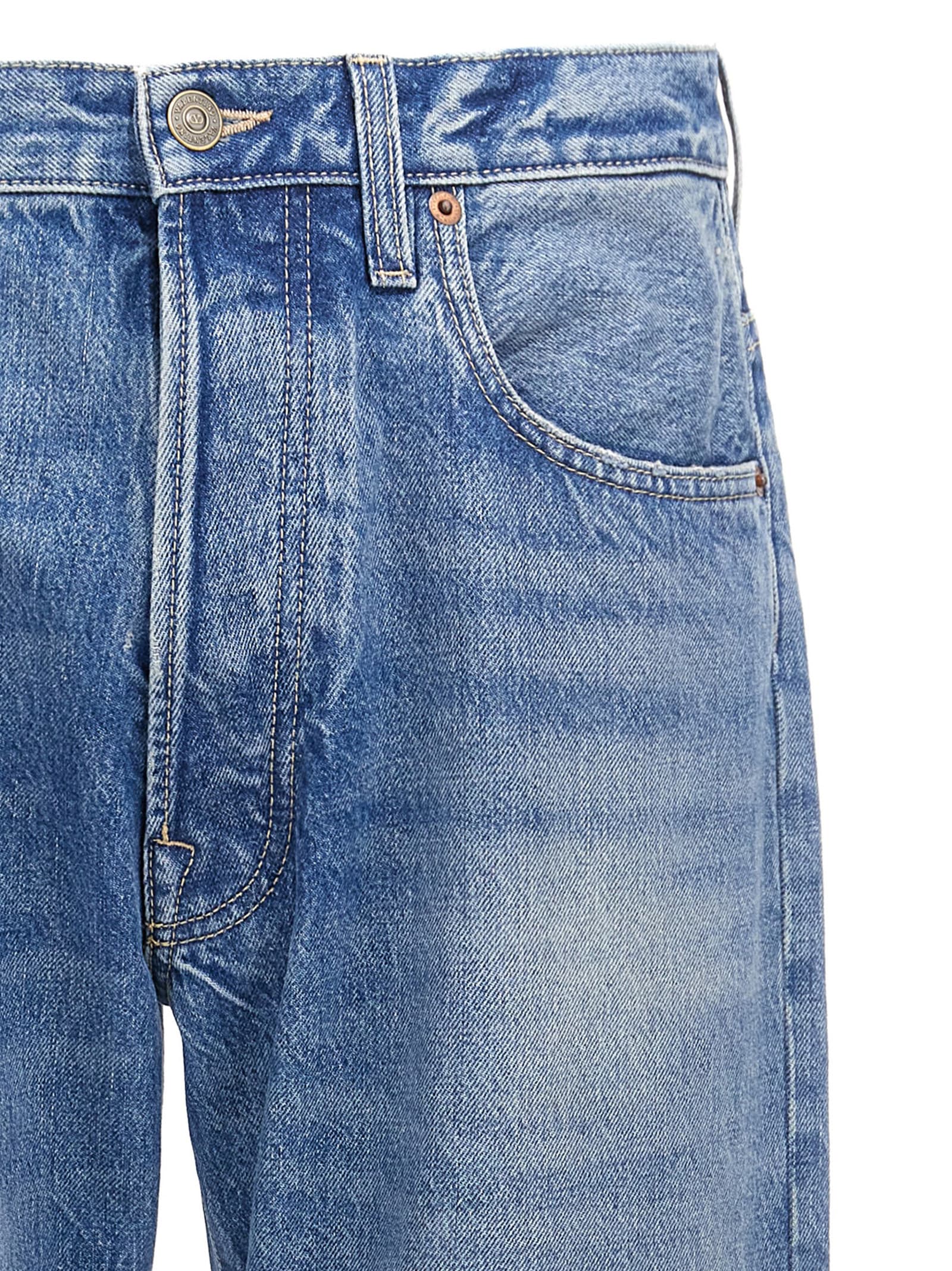 Valentino Blue Washed-effect Denim Jeans In Blue