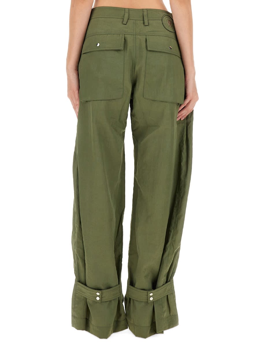 Rabanne Wide Leg Cargo Trousers With Pleated Front In Green