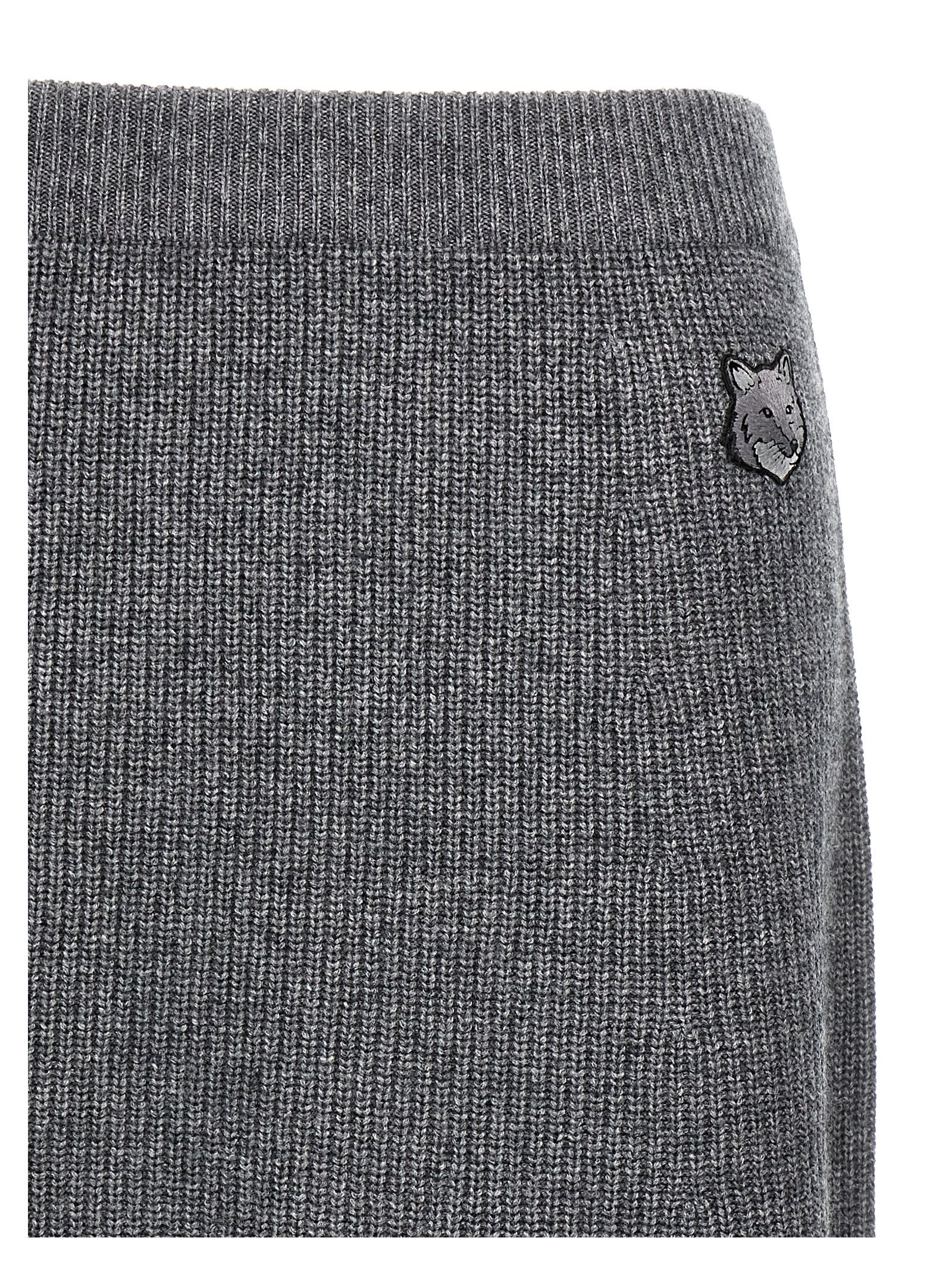 Shop Maison Kitsuné Bold Fox Head Skirt In Gray