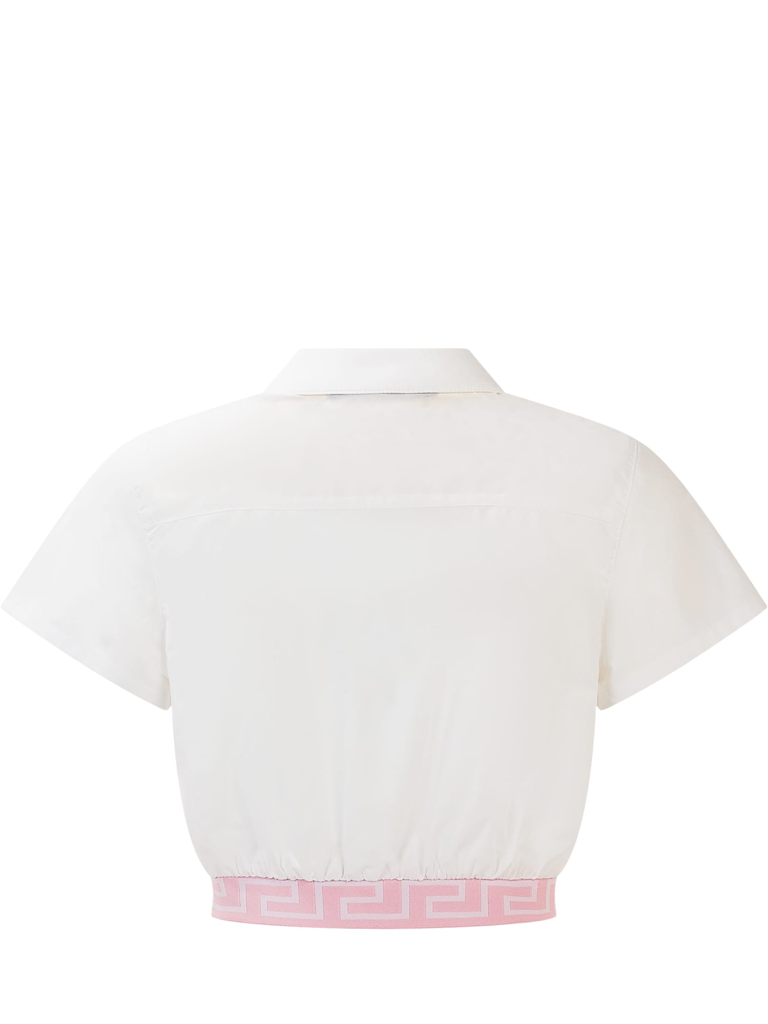 Shop Versace Greca Shirt In Bianco-rosa