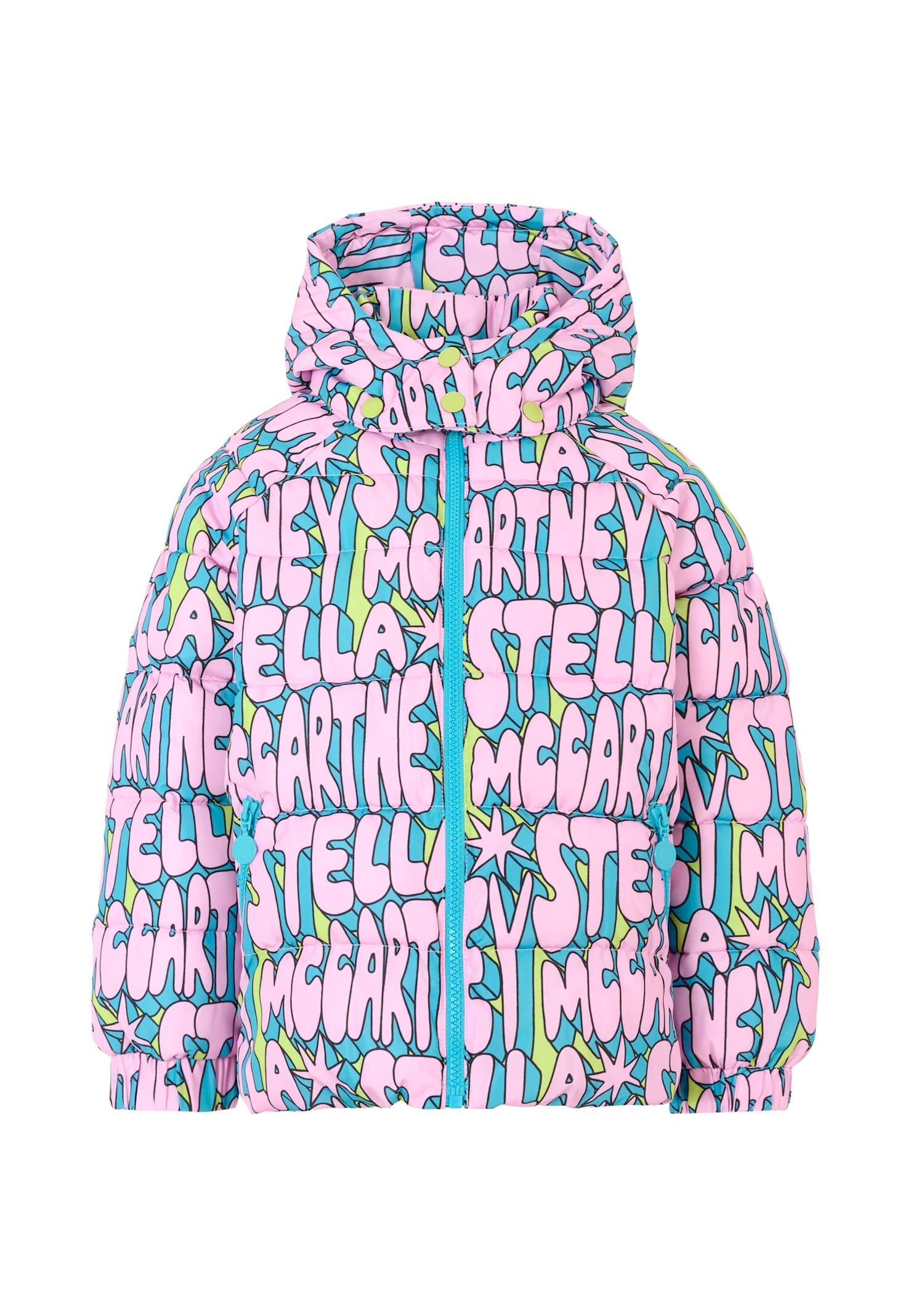 Stella Mccartney Multicolor Down Jacket For Girl With Logo In Multi