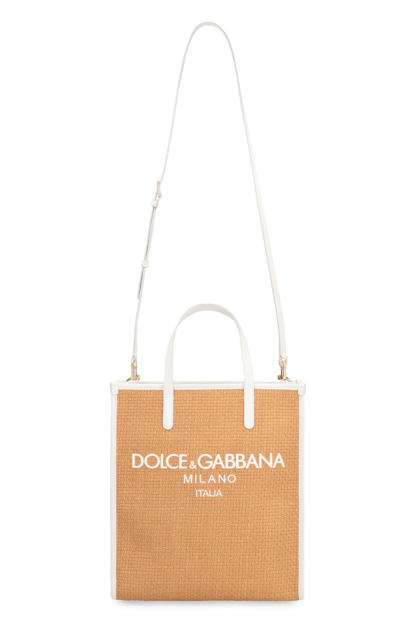 Shop Dolce & Gabbana Raffia Tote Bag In Beige