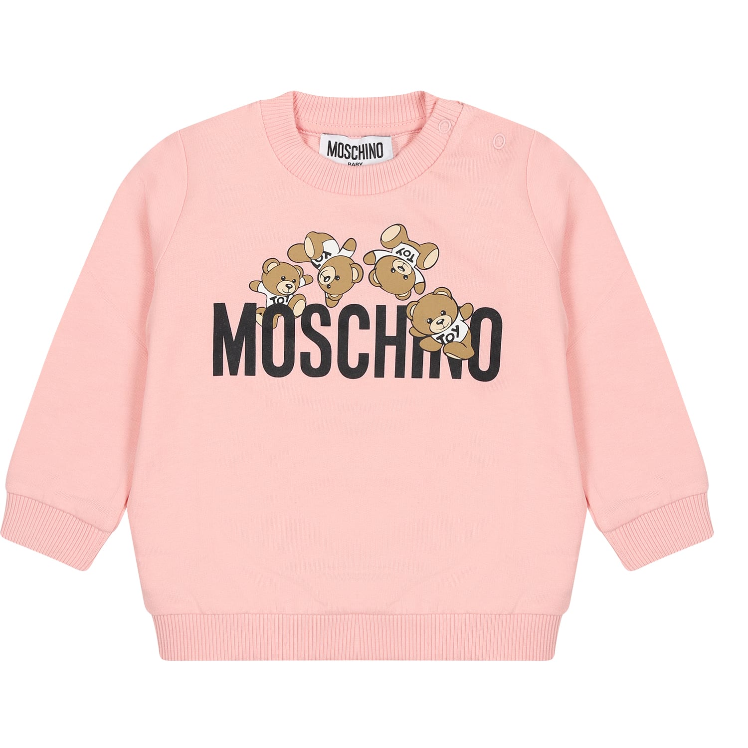 Moschino Kids' Pink Sweatshirt For Babies With Teddy Bears And Logo