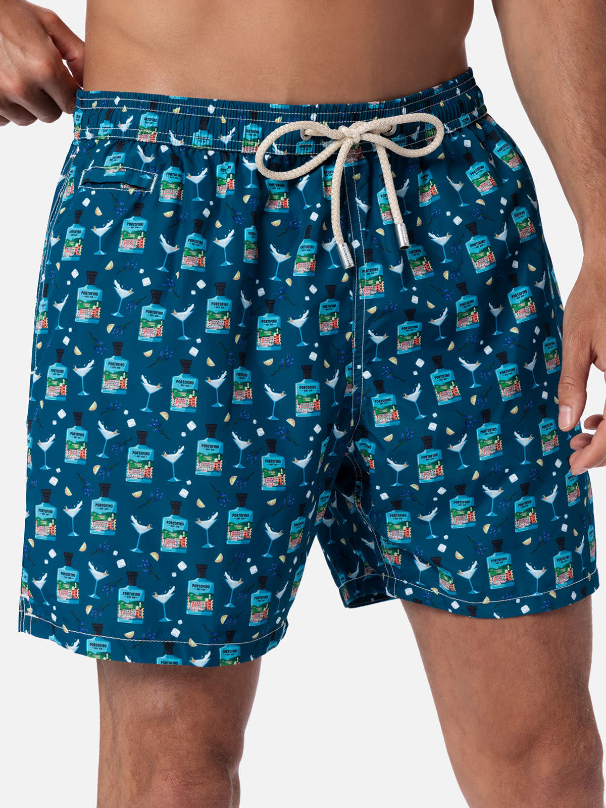 MC2 SAINT BARTH MAN LIGHTWEIGHT FABRIC SWIM-SHORTS LIGHTING MICRO FANTASY WITH GIN TONIC PORTOFINO GIN PRINT PORTOFI