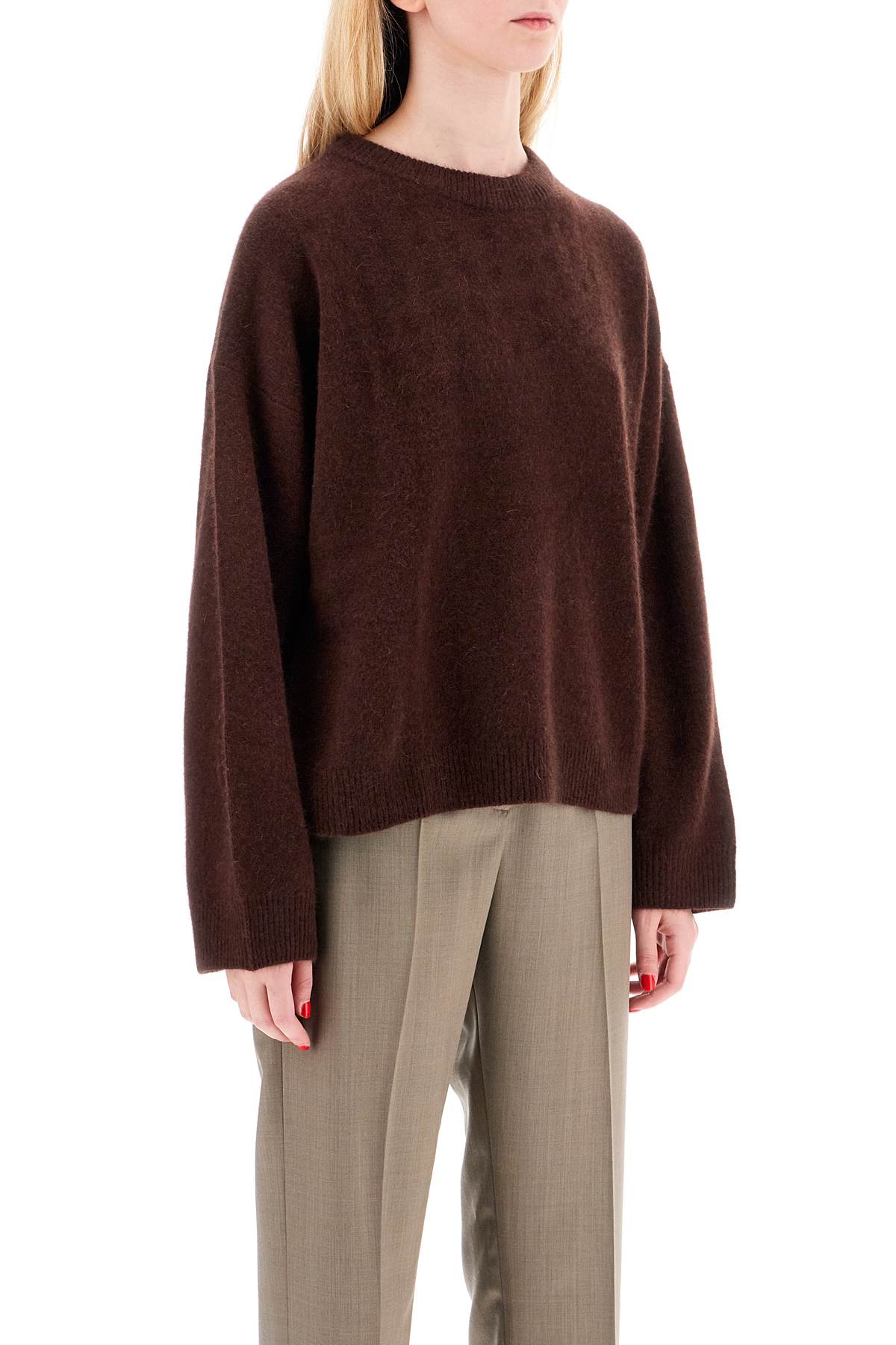 Shop Loulou Studio In Wool And Yak Blend Pullover Sweater In Choco (brown)