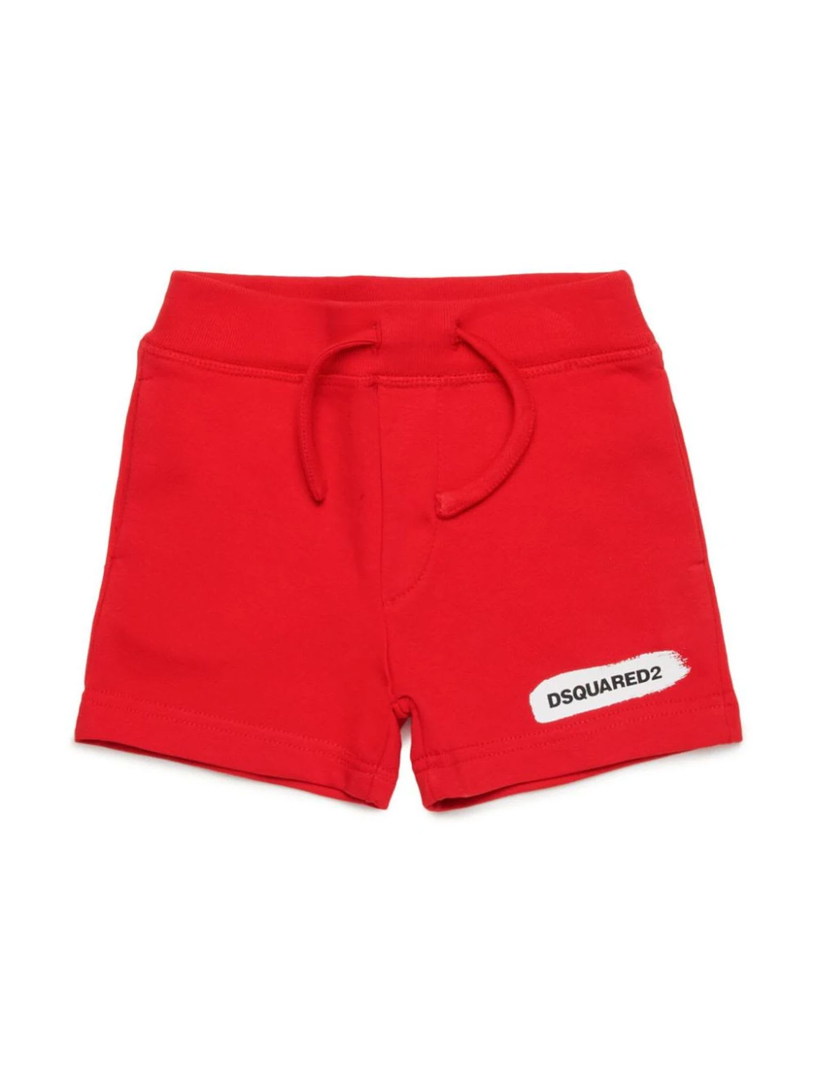 DSQUARED2 RED COTTON SHORTS