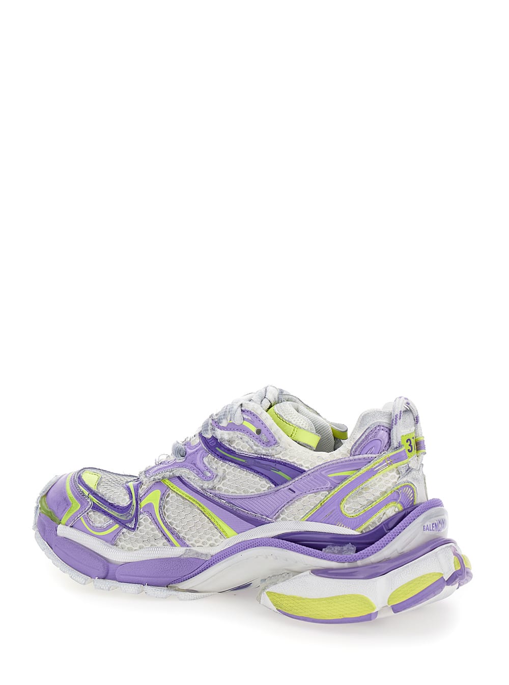 Shop Balenciaga Runner 2.0 Multicolor Low Top Sneakers With Runner Logo In Mesh And Polyurethane Woman In Violet