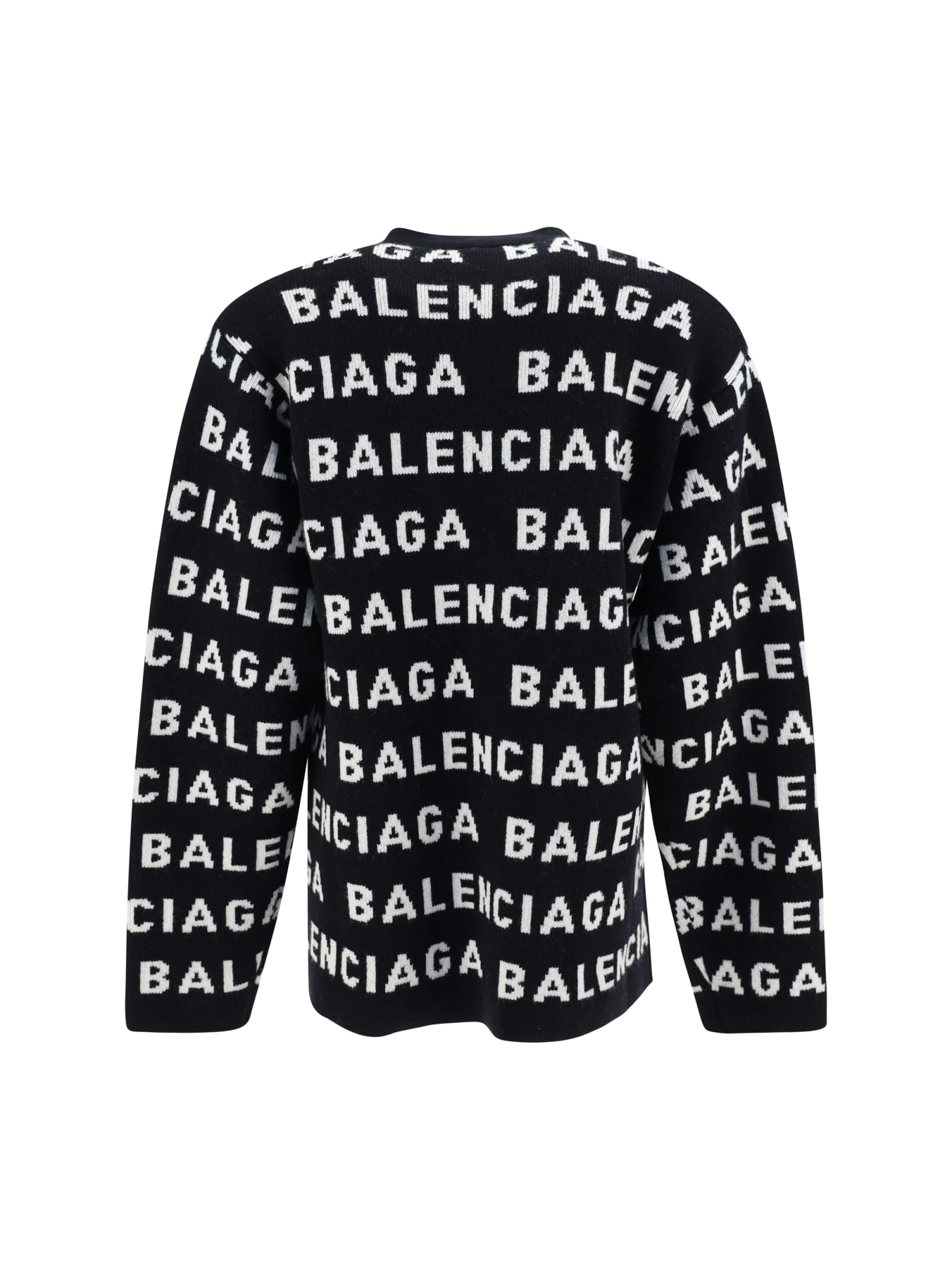 Shop Balenciaga Cardigan In Black/white