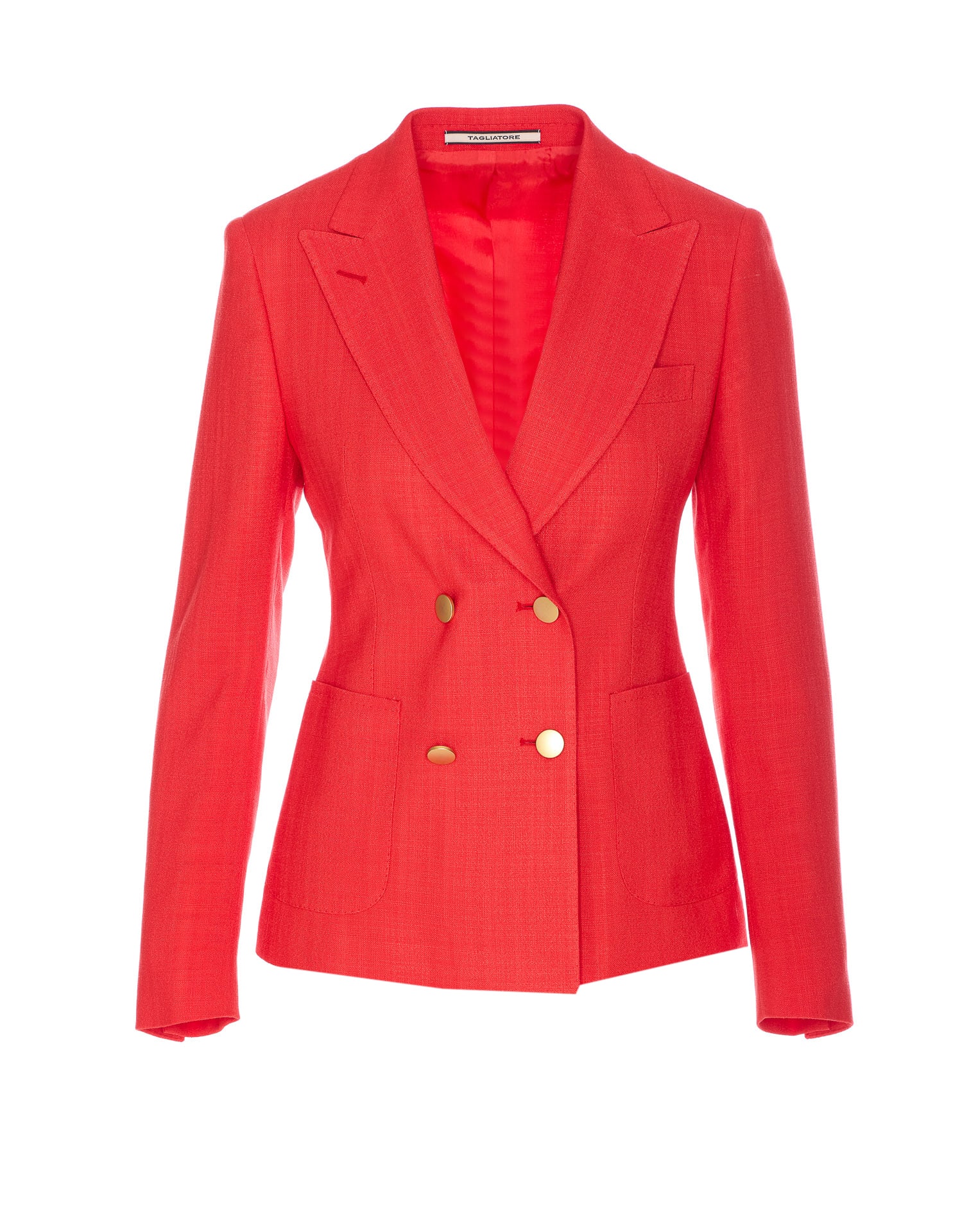 Tagliatore Double-breasted Blazer With Structured Shoulders In Red