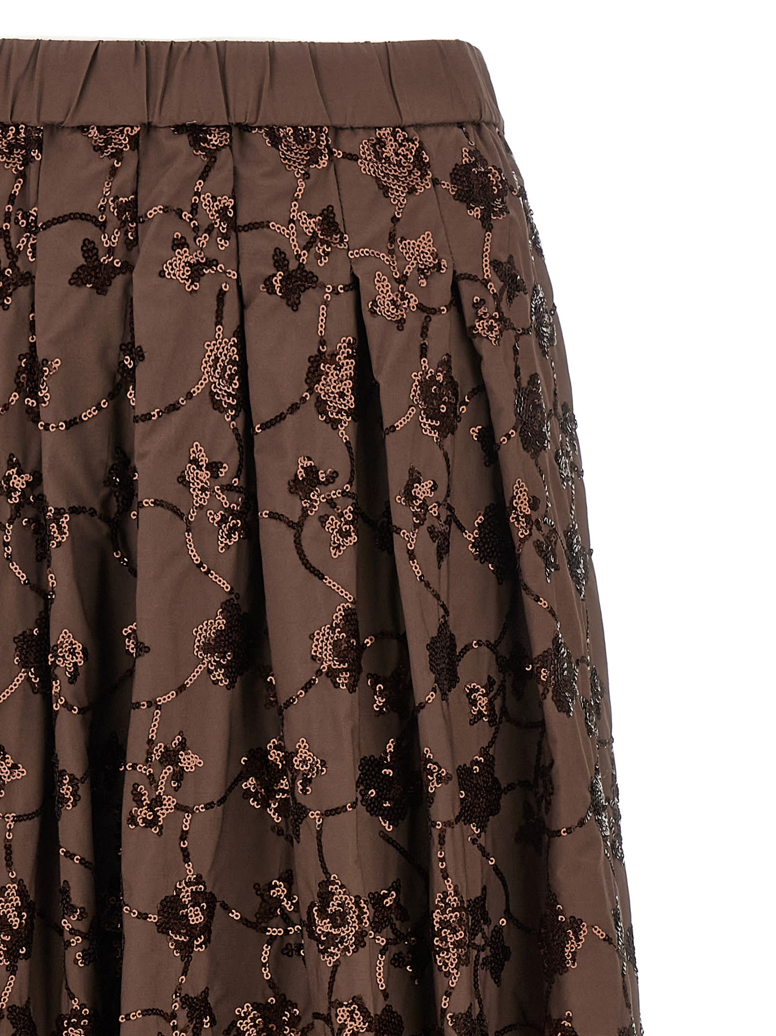 Weekend Max Mara Max Mara Weekend Cotton Skirt With Sequins In Brown
