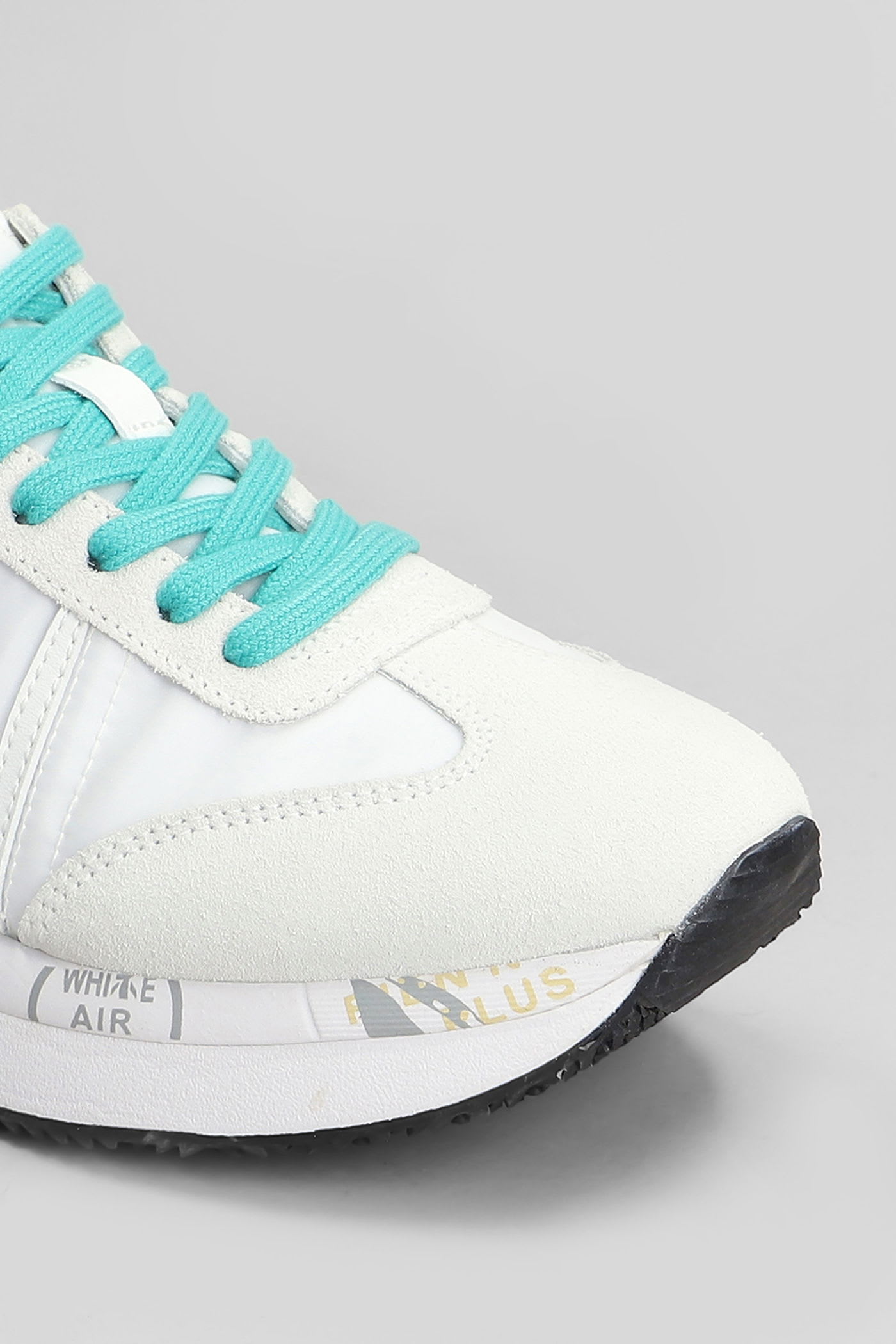 Premiata Conny Sneakers In White Suede And Fabric In White
