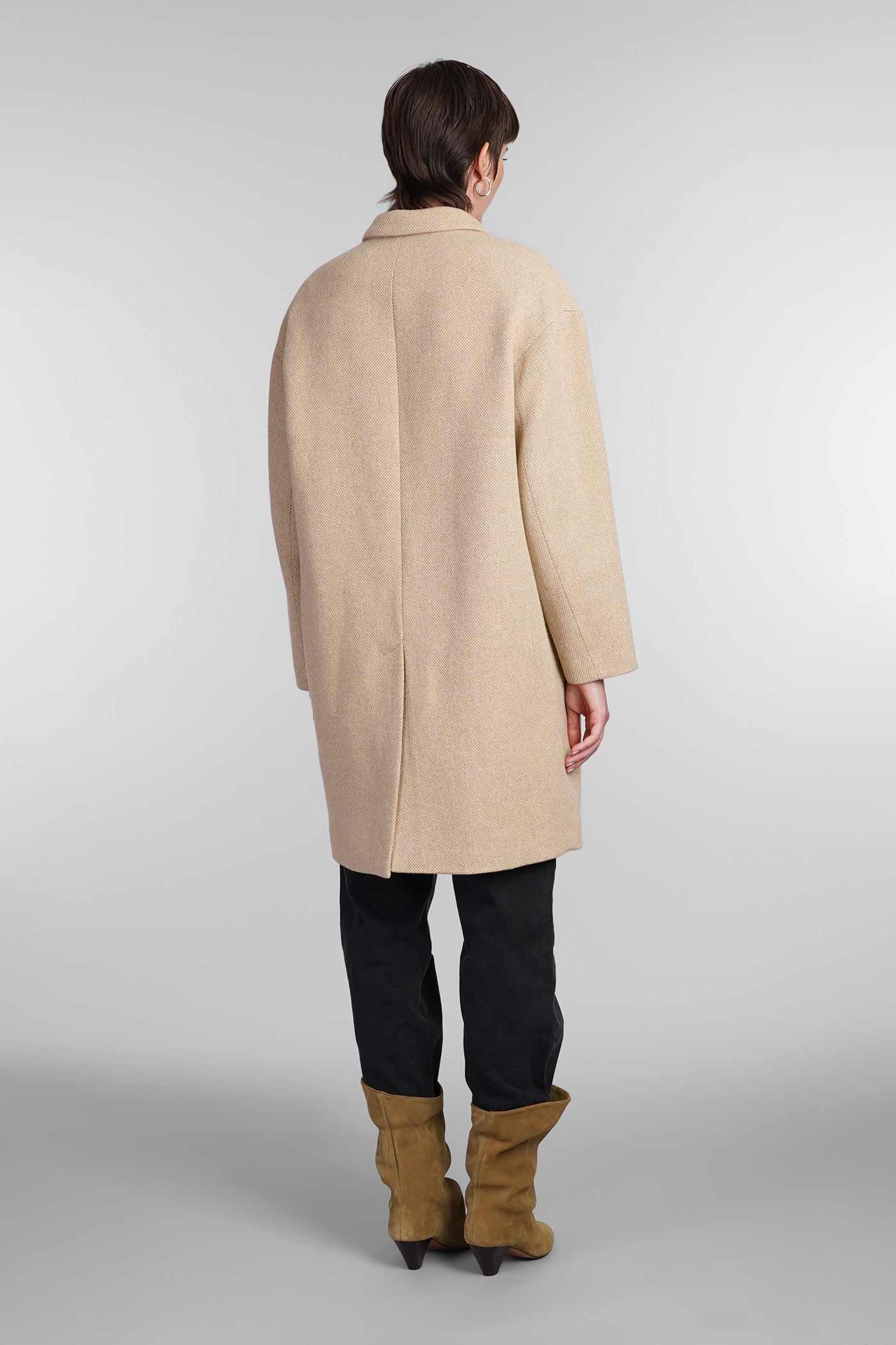 Shop Marant Etoile Limiza Coat In Beige Wool