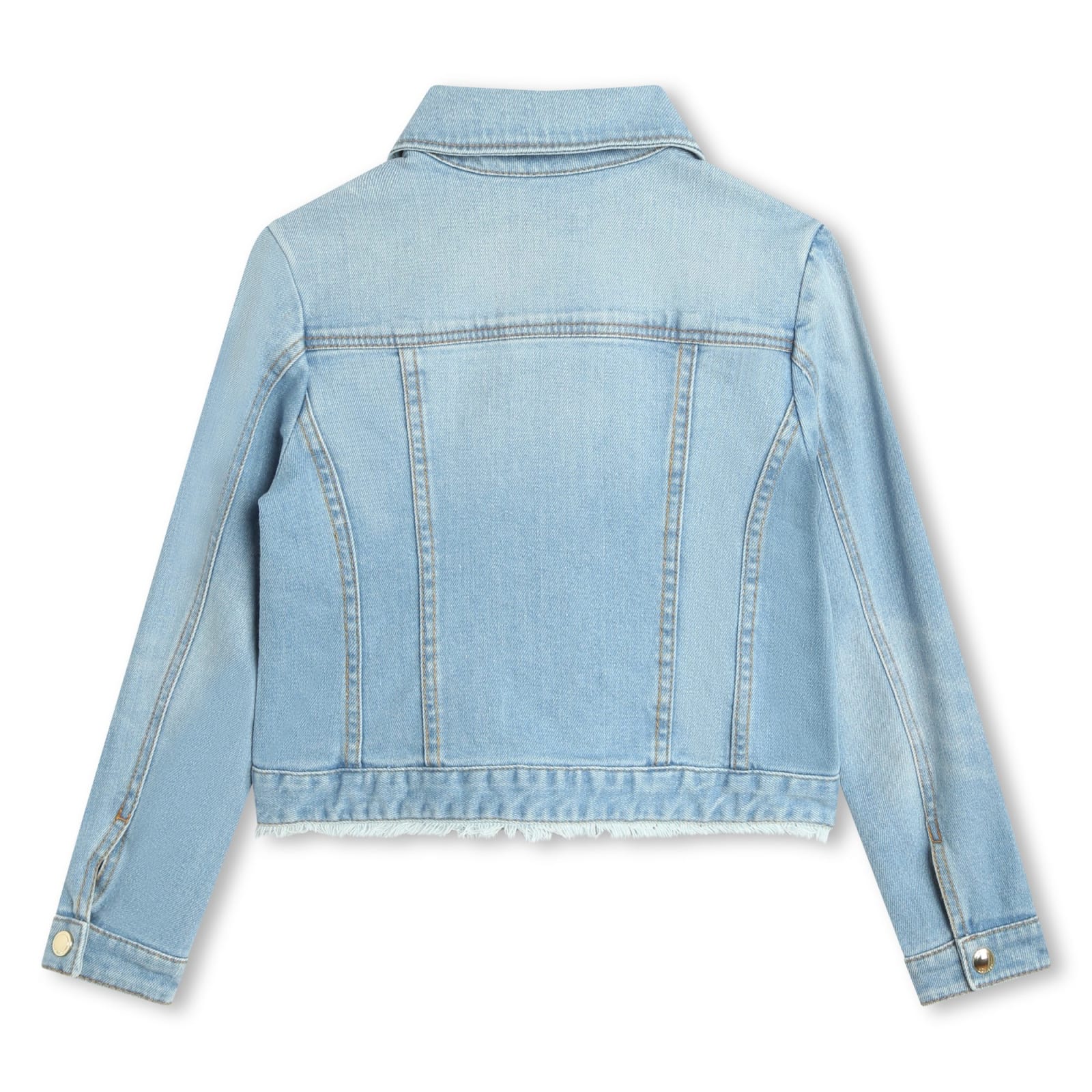 Shop Chloé Denim Jacket With Embroidery In Azzurra