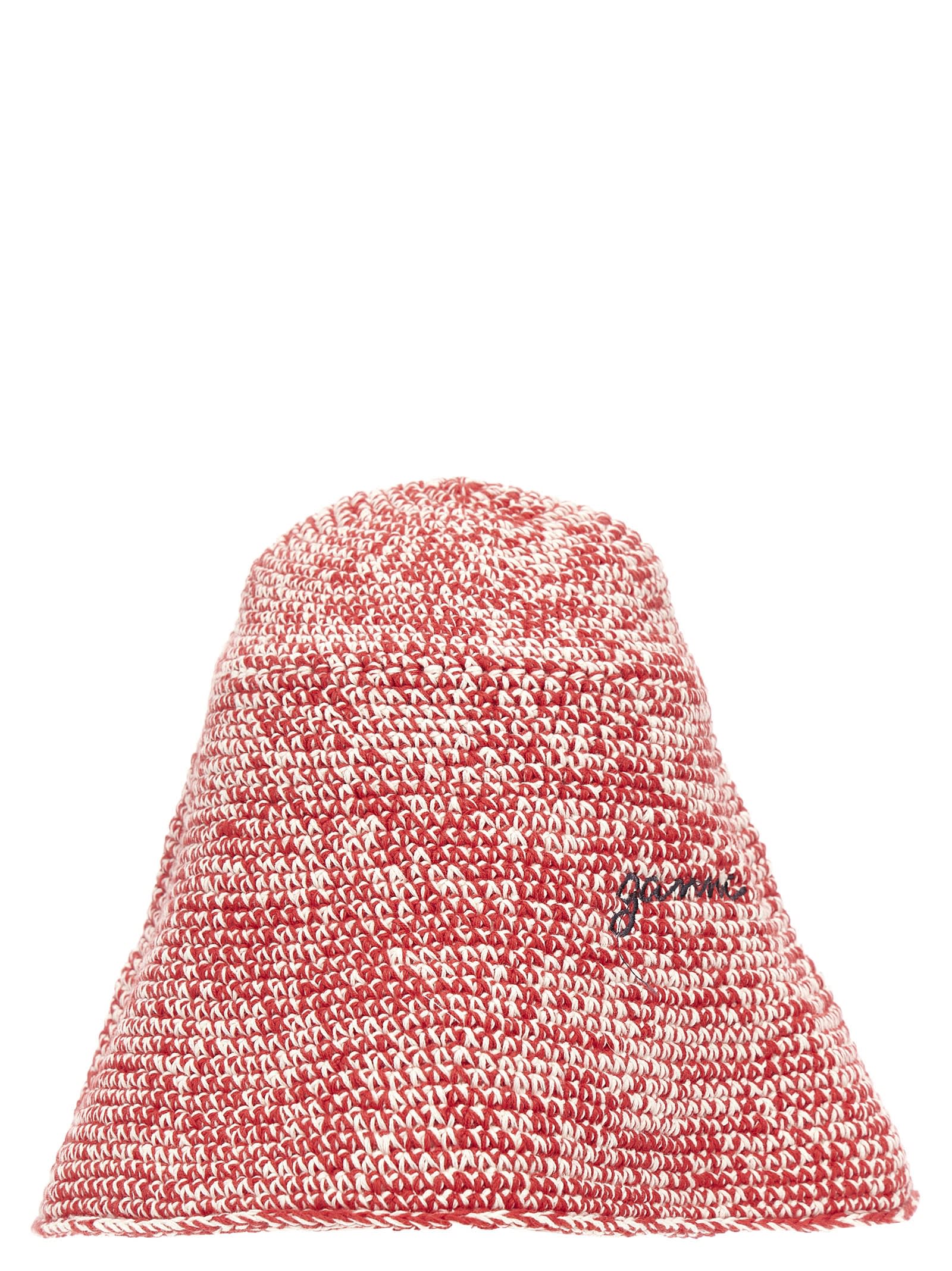 Ganni Bucket Hat Crochet Logo Embroidery