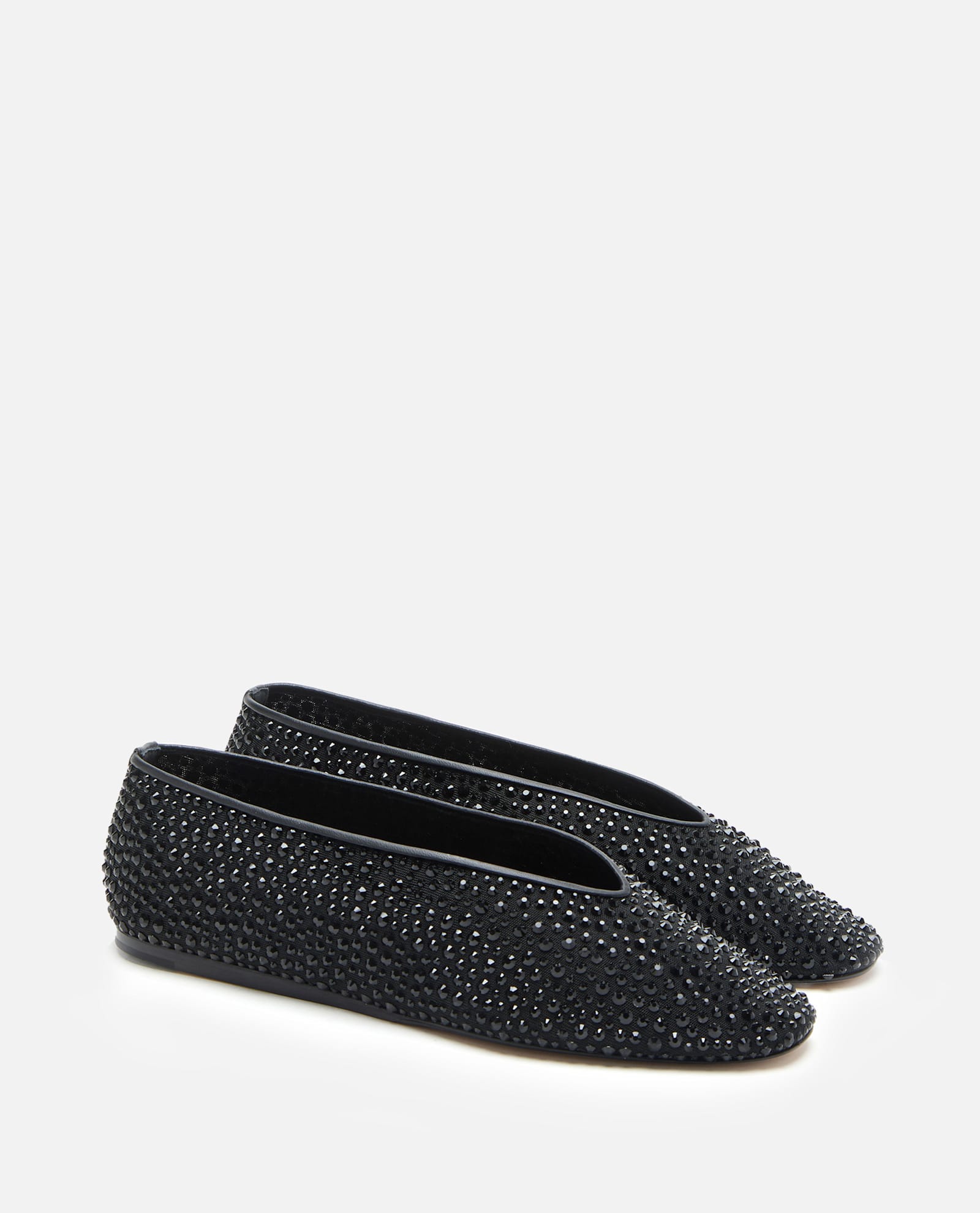 Le Monde Beryl Luna Crystal Mesh Ballerina Flats In Black