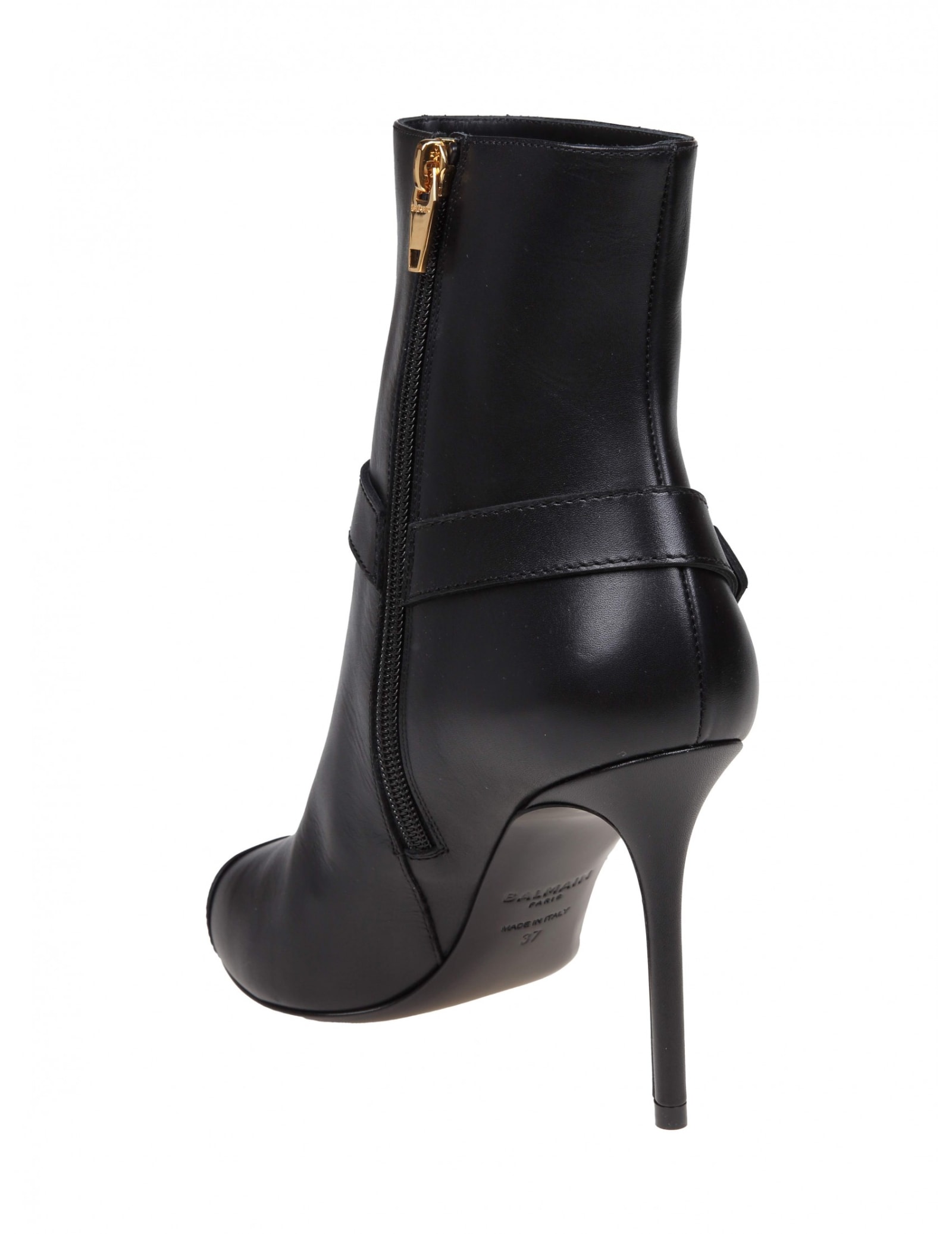 Shop Balmain Black Leather Eva Ankle Boot In Noir