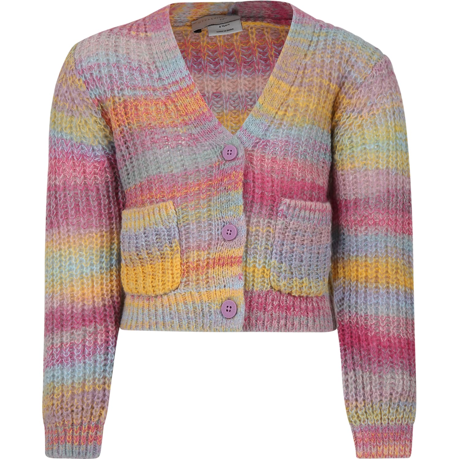 Stella Mccartney Kids' Pink Cardigan For Girl In Multicolor