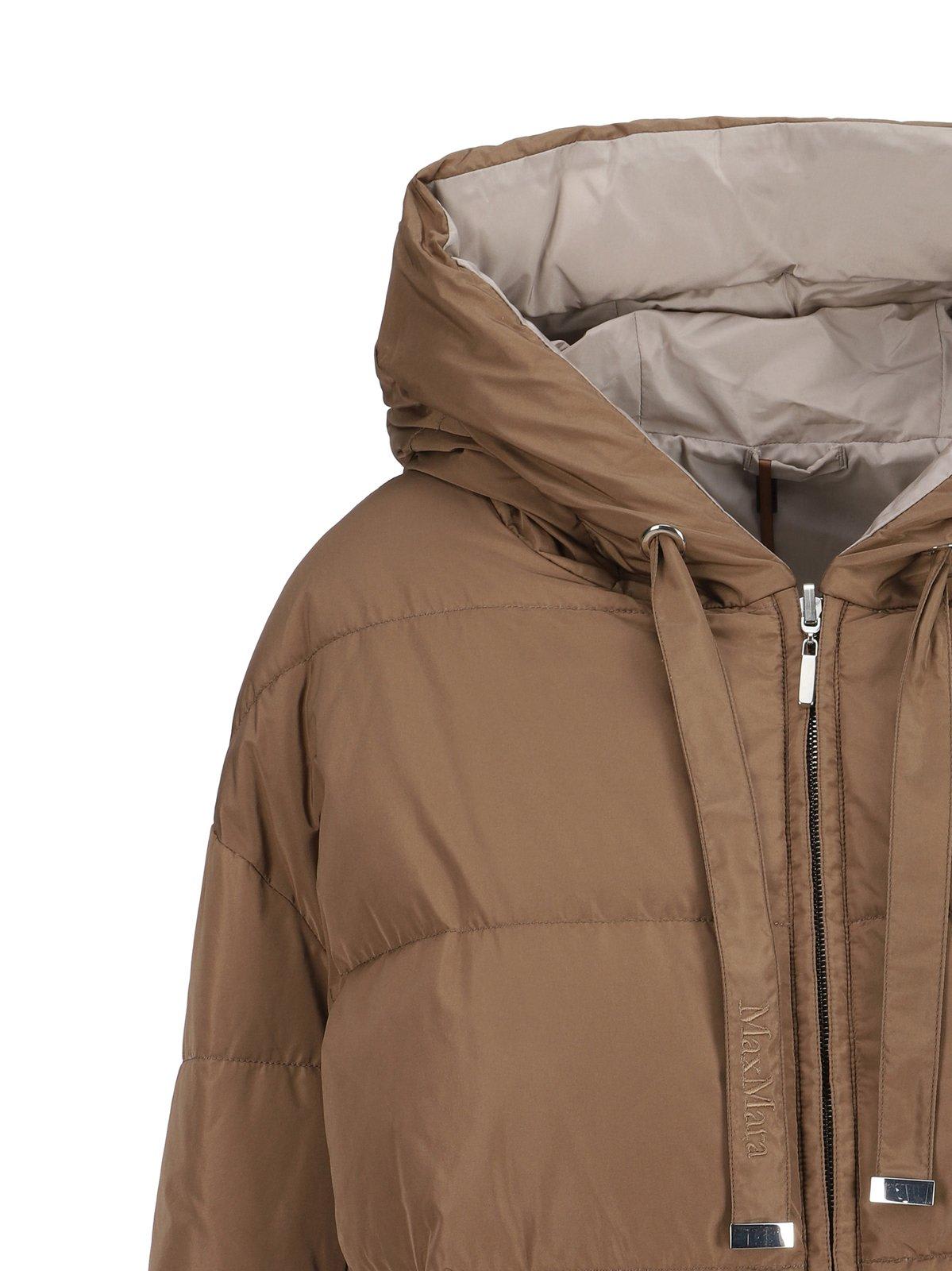 Shop Max Mara The Cube Zip-up Drawstring Reversible Jacket In Beige