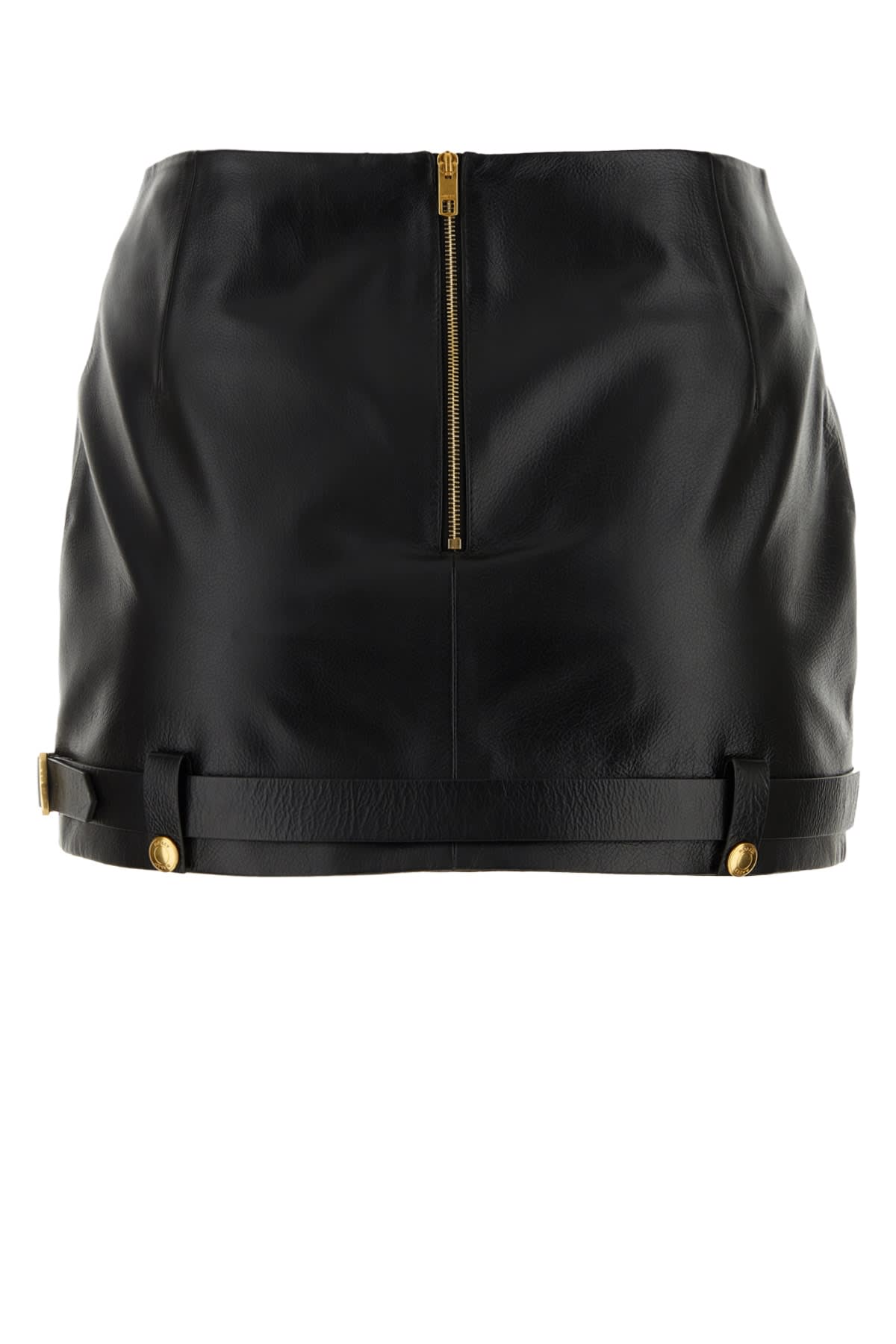 Bally Mini Skirt With Leather And Belt Detail In Black