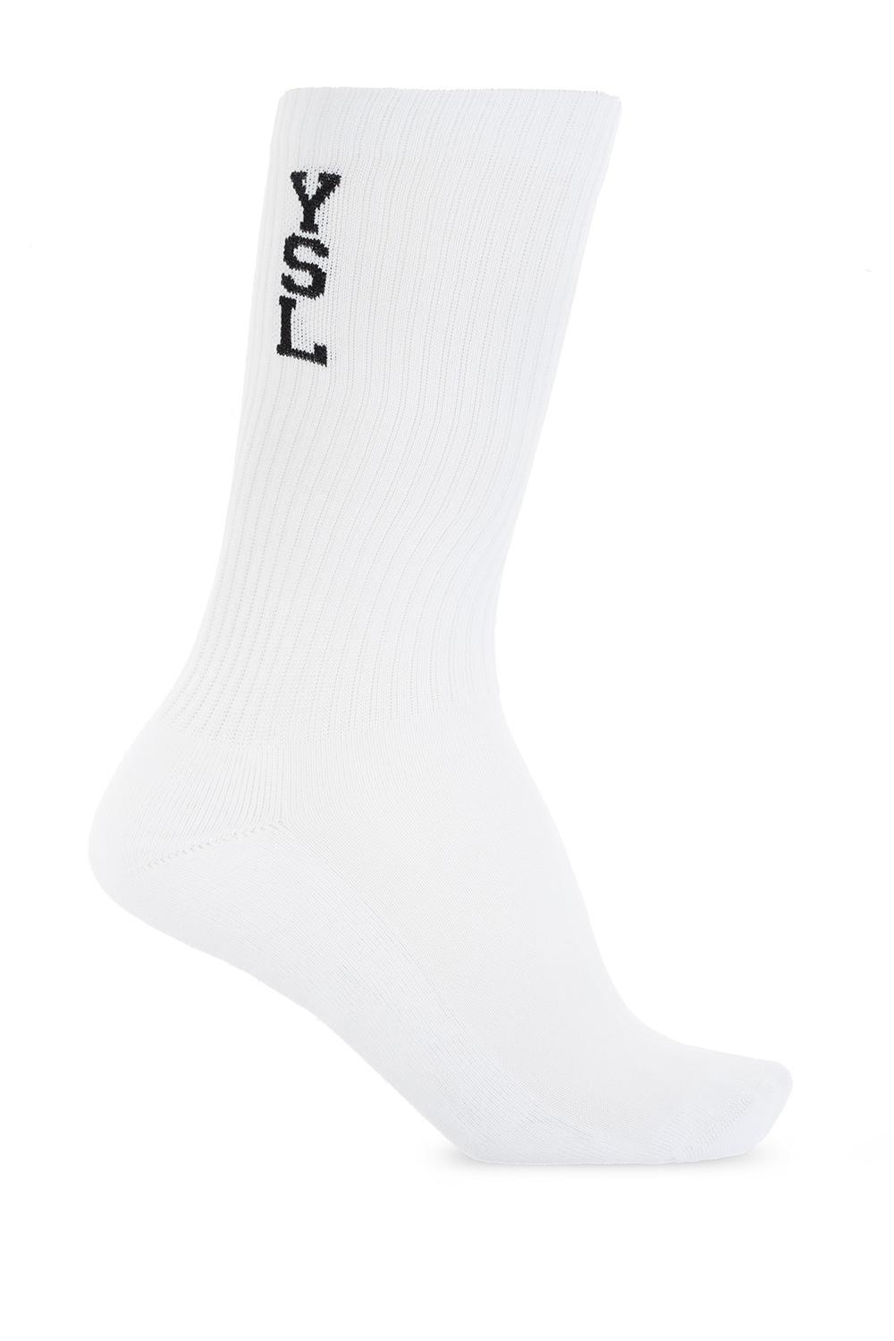 Saint Laurent Socks With Logo In Bianco