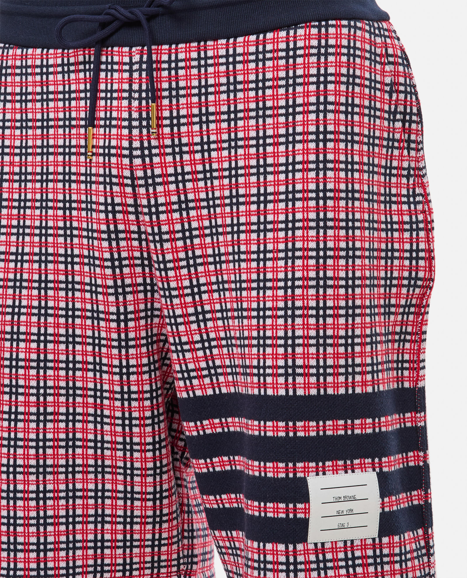 Shop Thom Browne Check 4 Bar Sweat Cotton Shorts In Multicolour