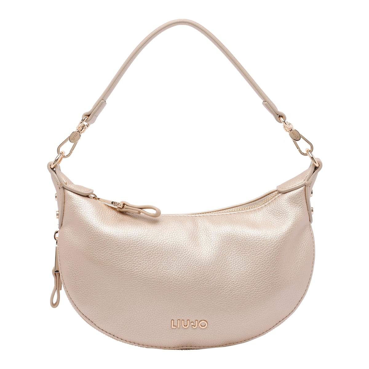 Liu •jo Logo Small Hobo Bag In Gold