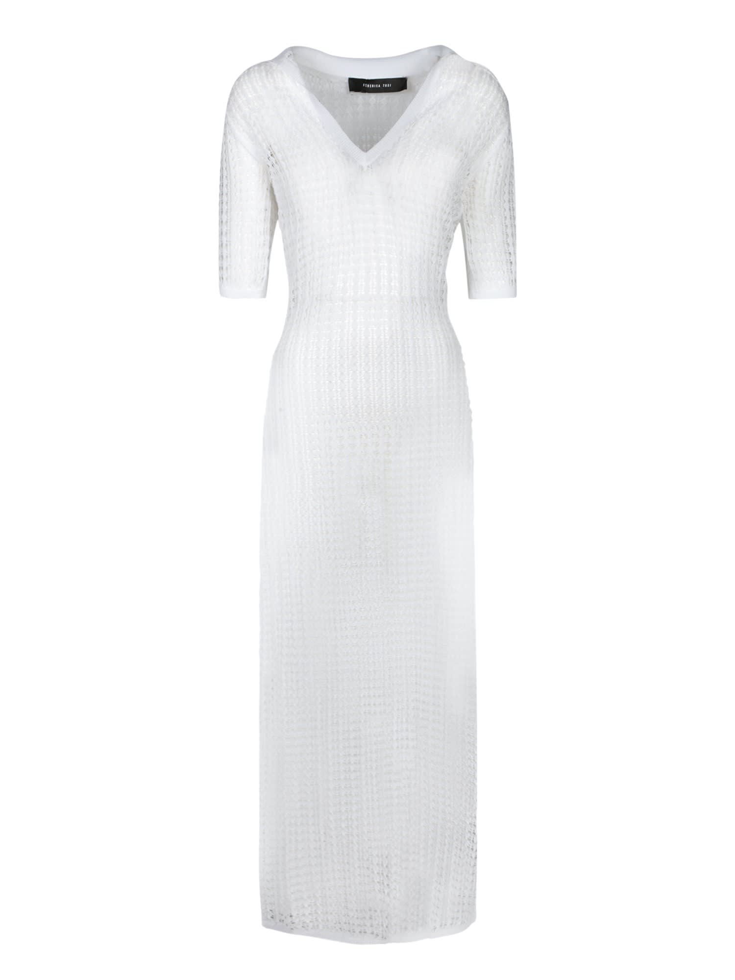 Shop Federica Tosi White Mesh Long Dress