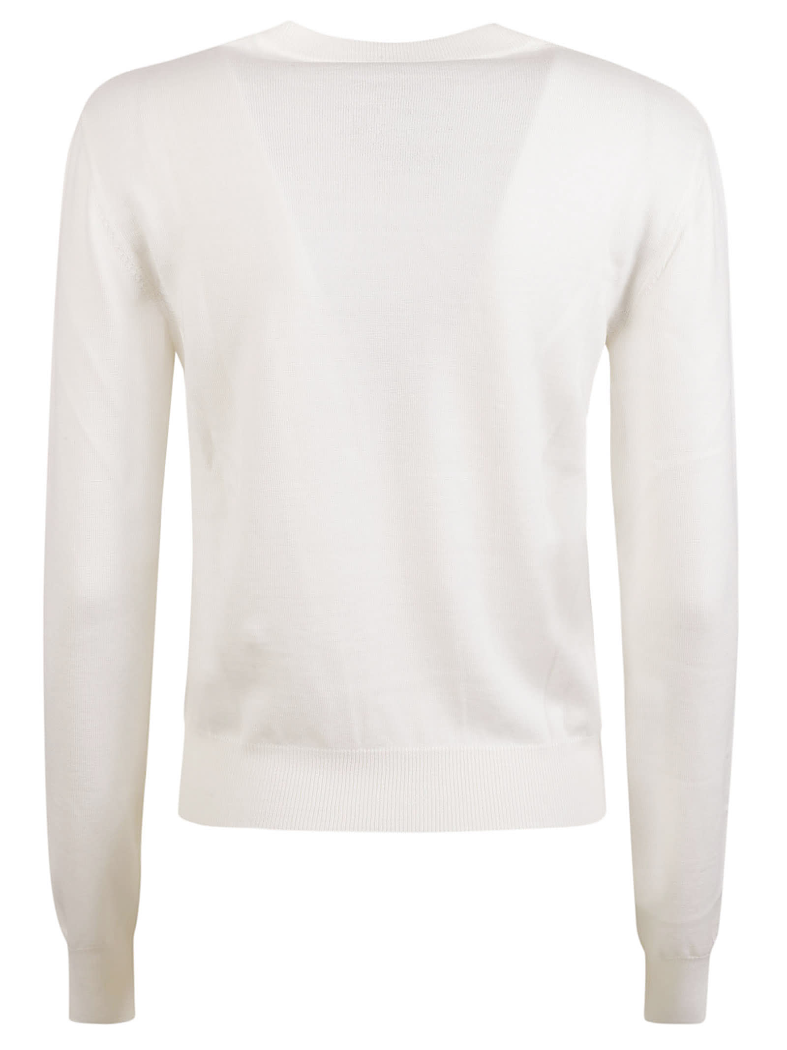 Shop Moschino Logo Pin Classic Knit Sweatshirt In White