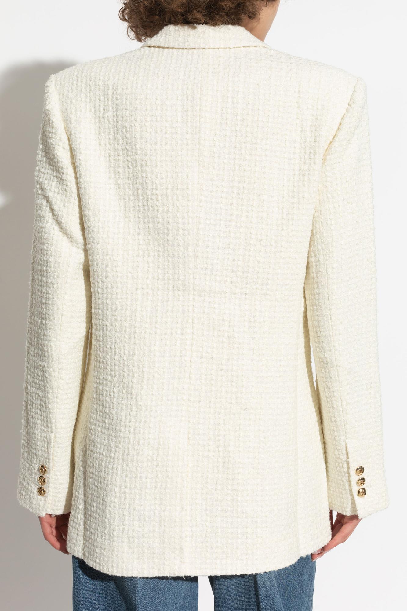 Shop Anine Bing Tweed Blazer In Ivory