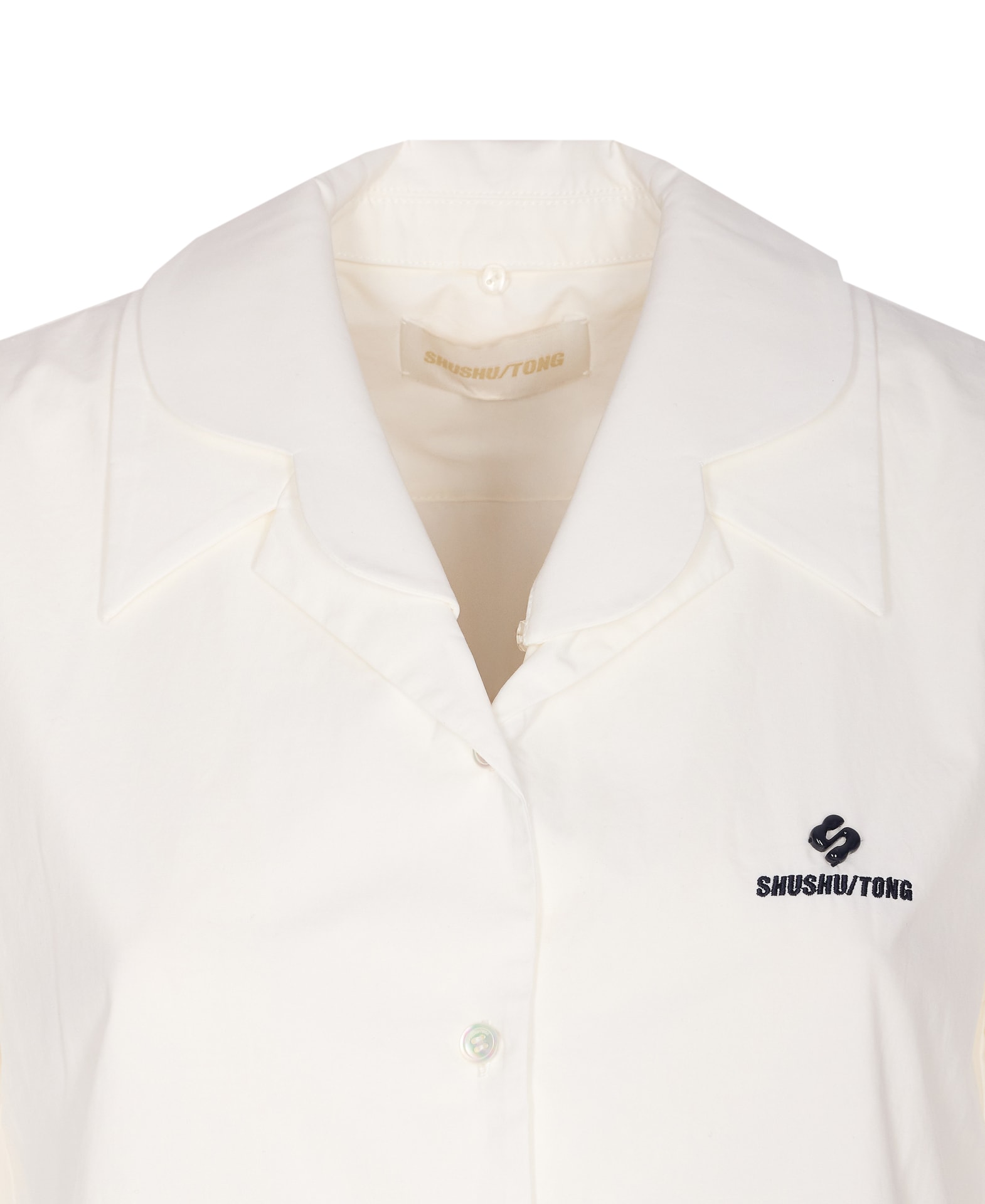 Shushu-tong Double Layered Collar Shirt In White