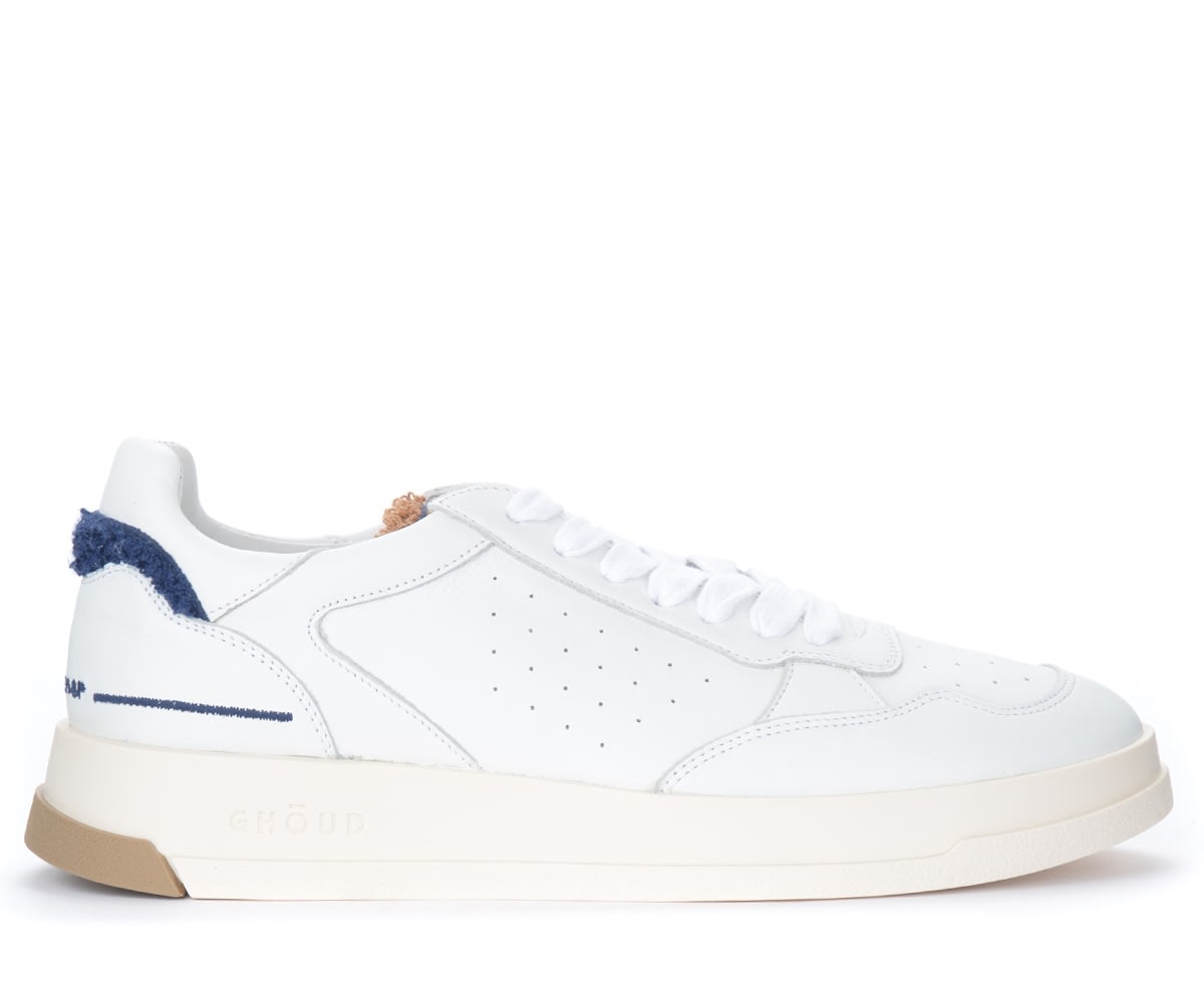 Ghoud Tweener Sneaker In White, Blue And Beige Leather
