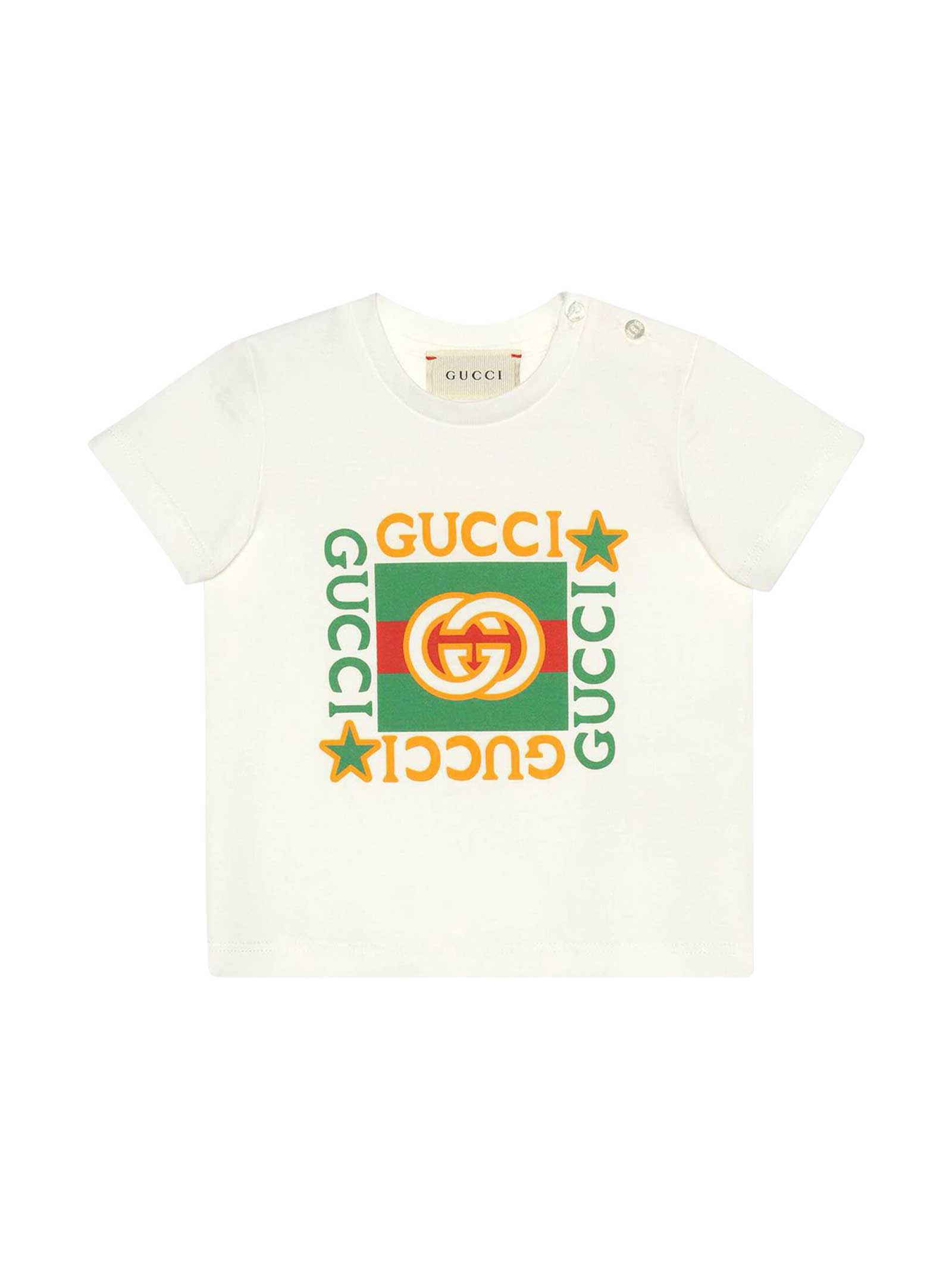 Gucci Babies' White T-shirt With Front Press In Unico