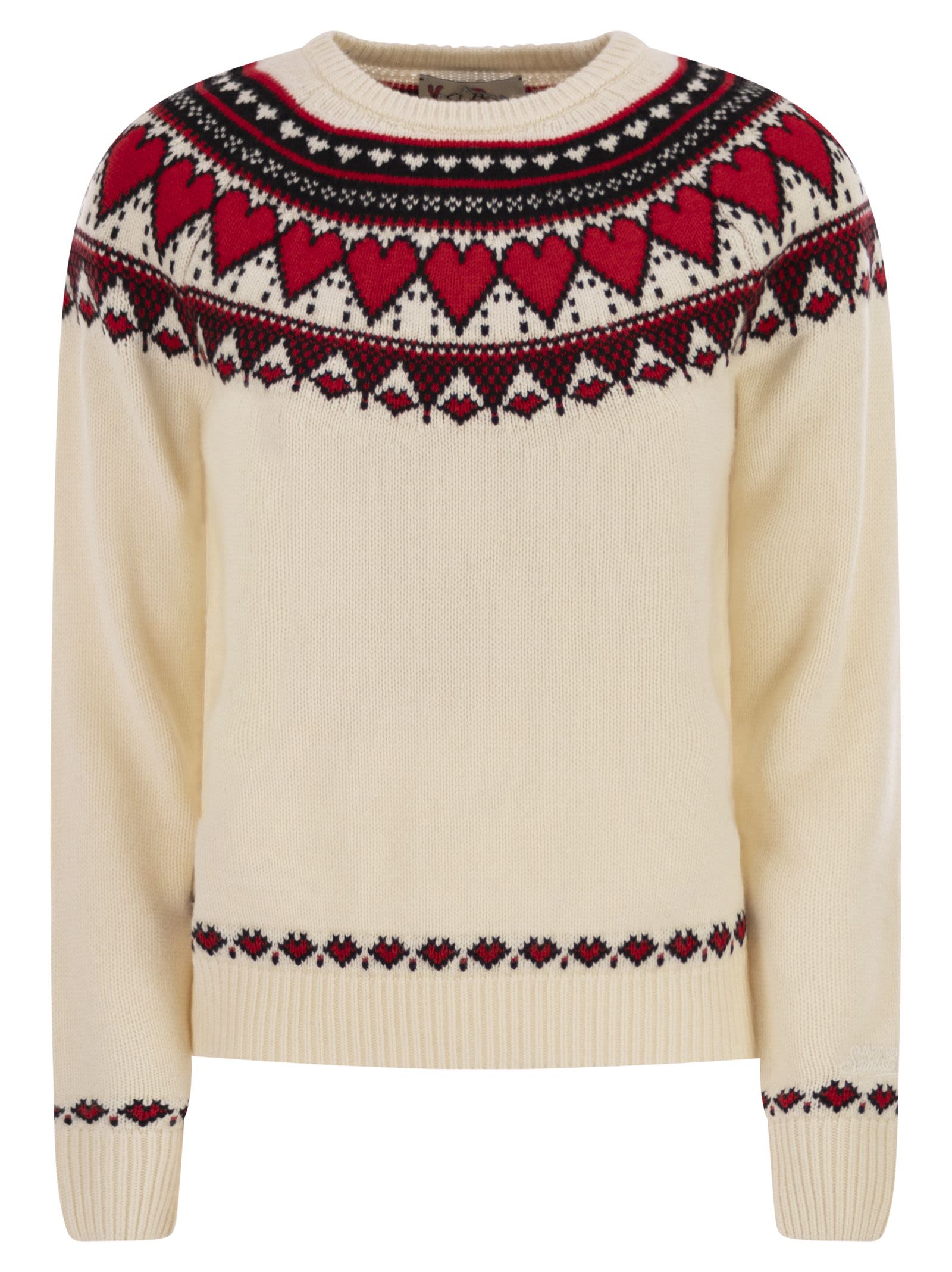 Mc2 Saint Barth Nordic-style Heart Pattern Jumper In Neutral