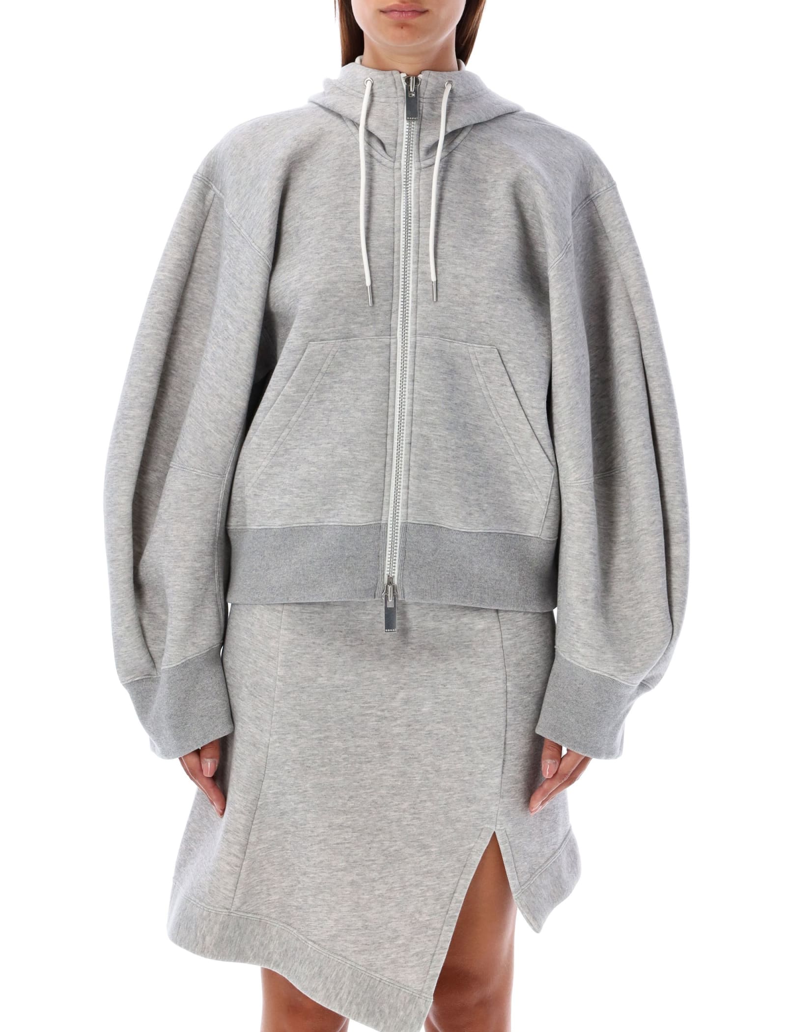 Shop Sacai Hoodie Sponge Fleece In Grey